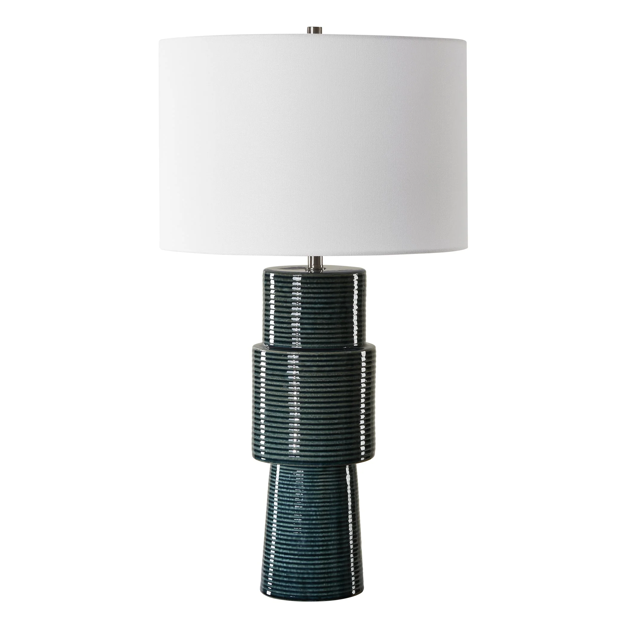 Stacked Round Teal Table Lamp - Image 4