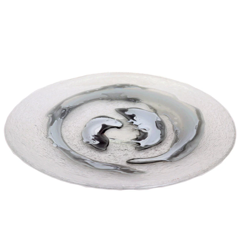 Swirling Clouds Handblown Art Glass Platter 8005 by Viz Glass