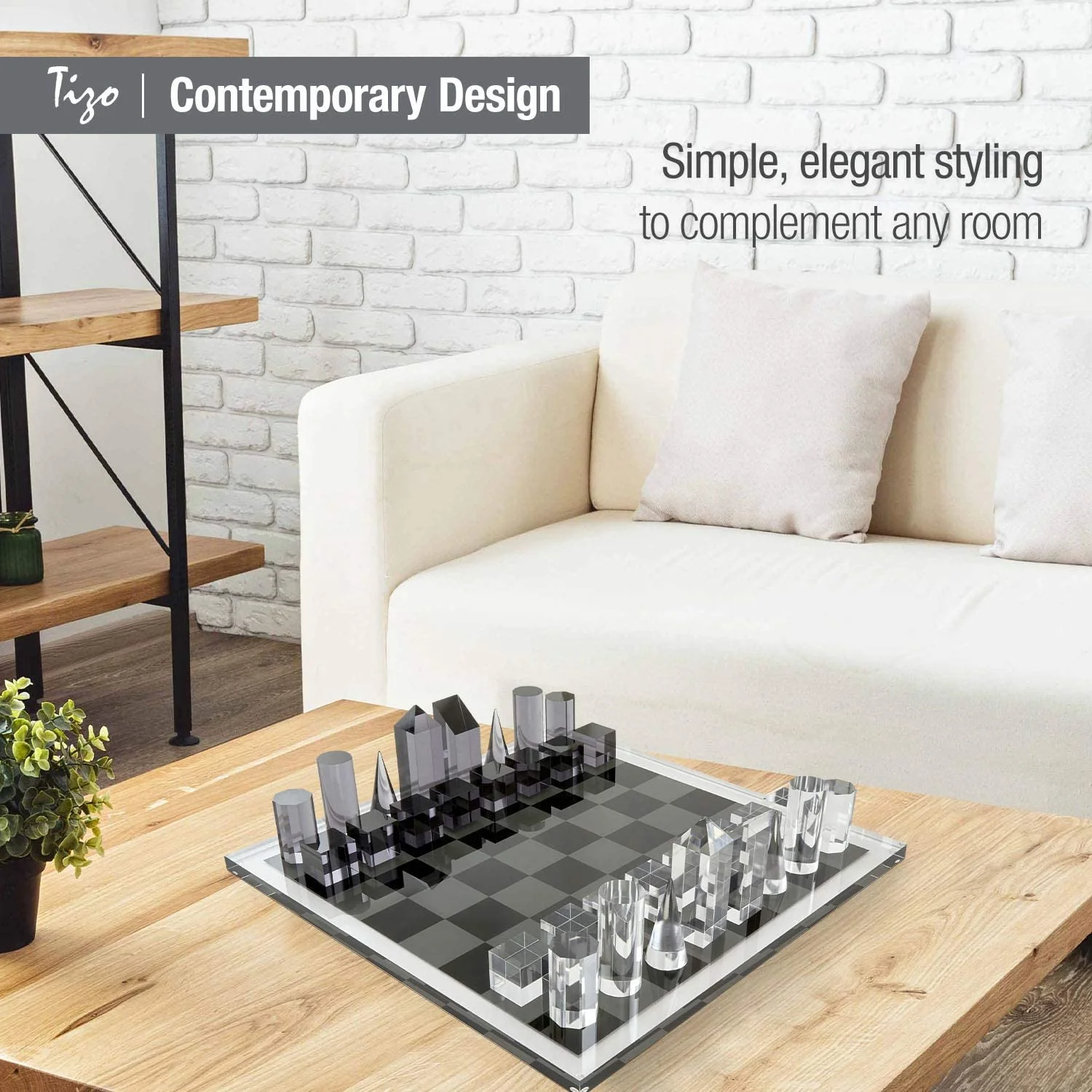 Tizo Lucite 17" Chess Set - Clear & Smoke - Image 3