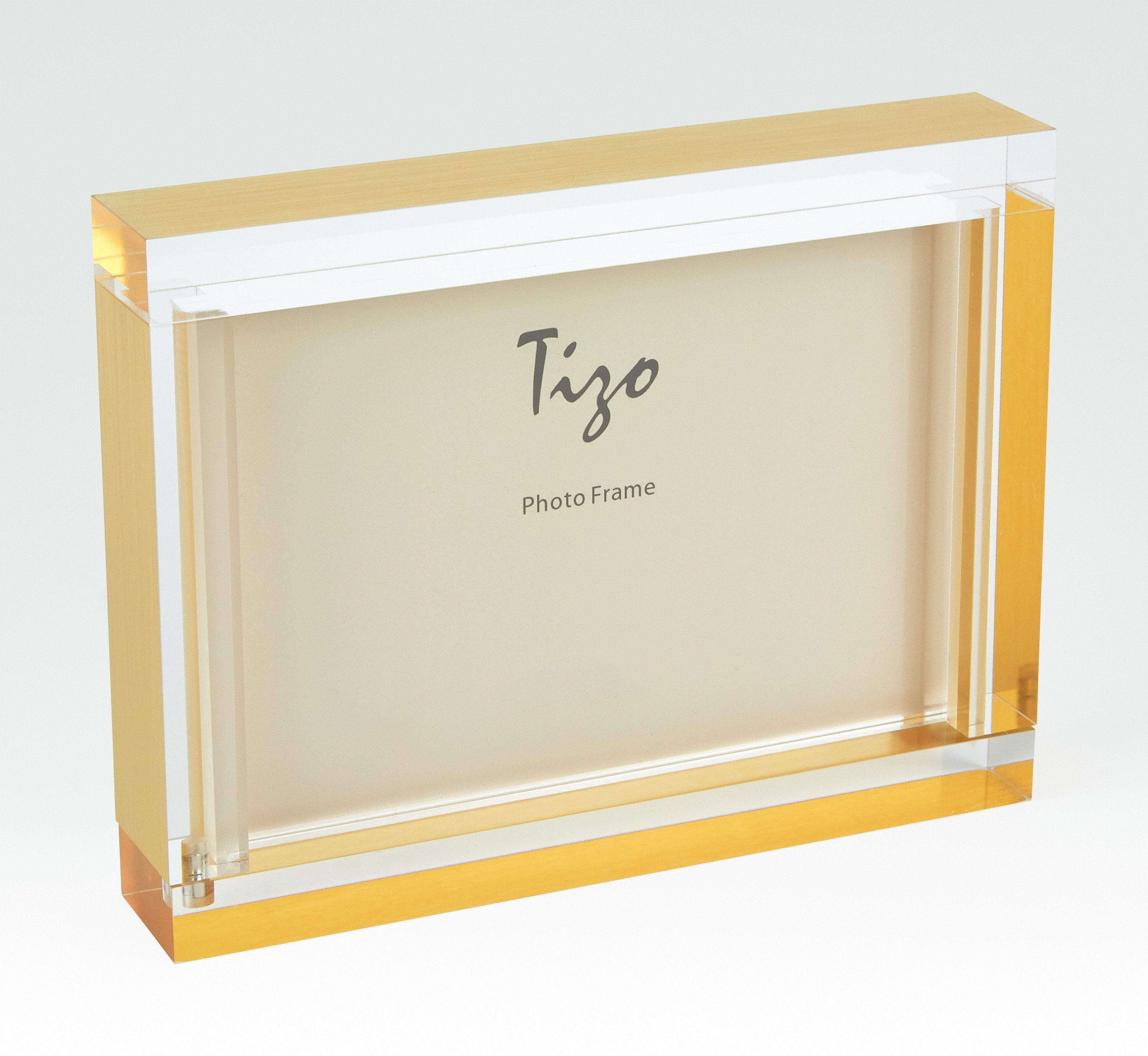 Tizo Lucite Frame, Gold Block 4X6