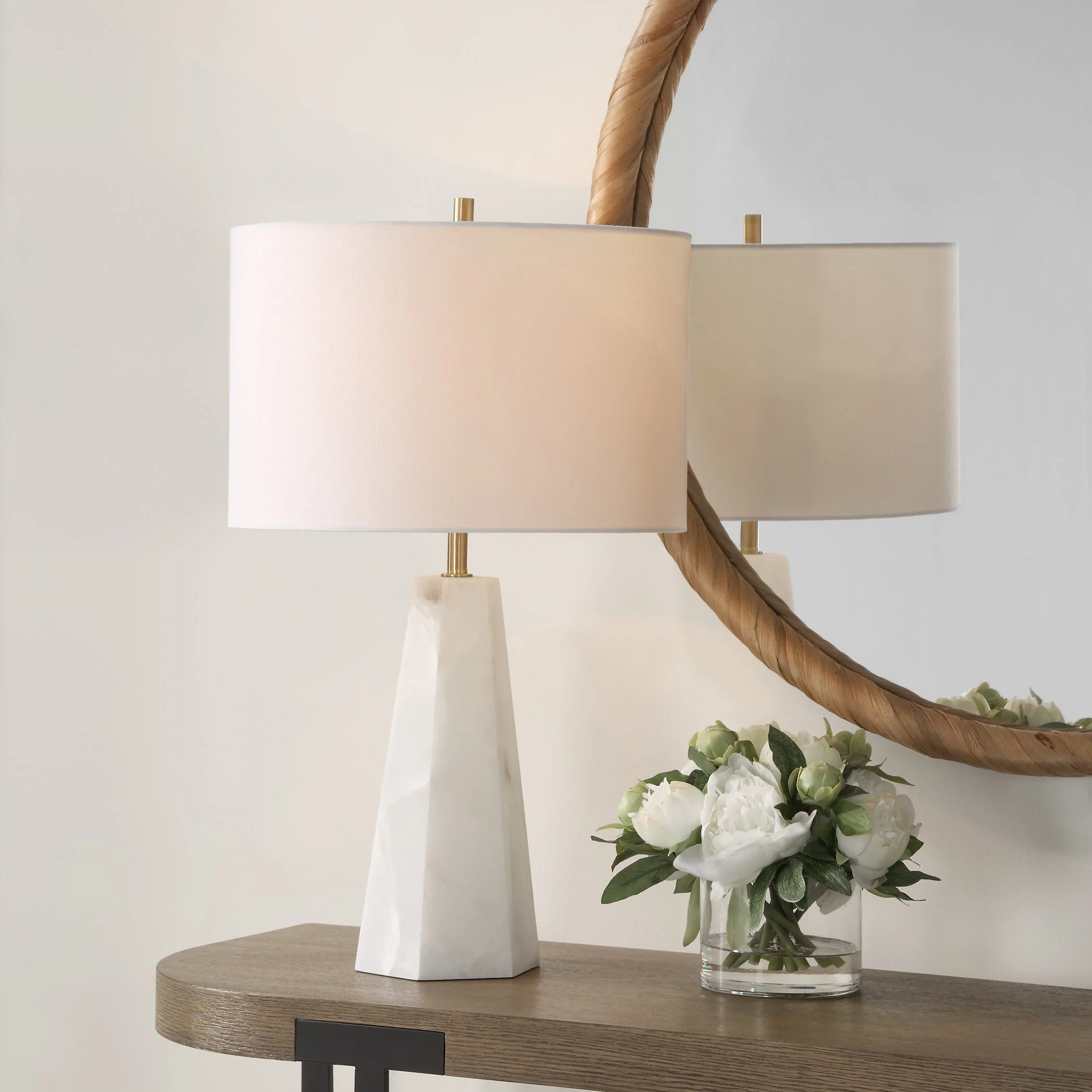 Tapered Hexagon Shaped Marble Accent Lamp - Image 2