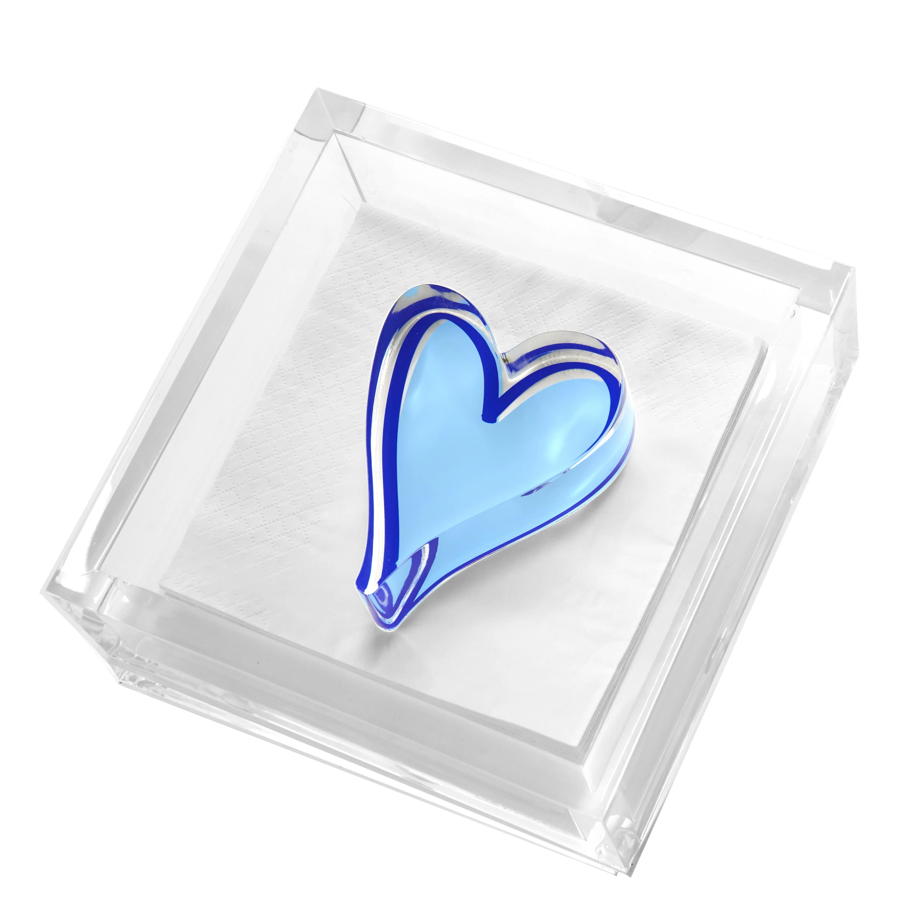 Cocktail Napkin Holder- Blue Heart