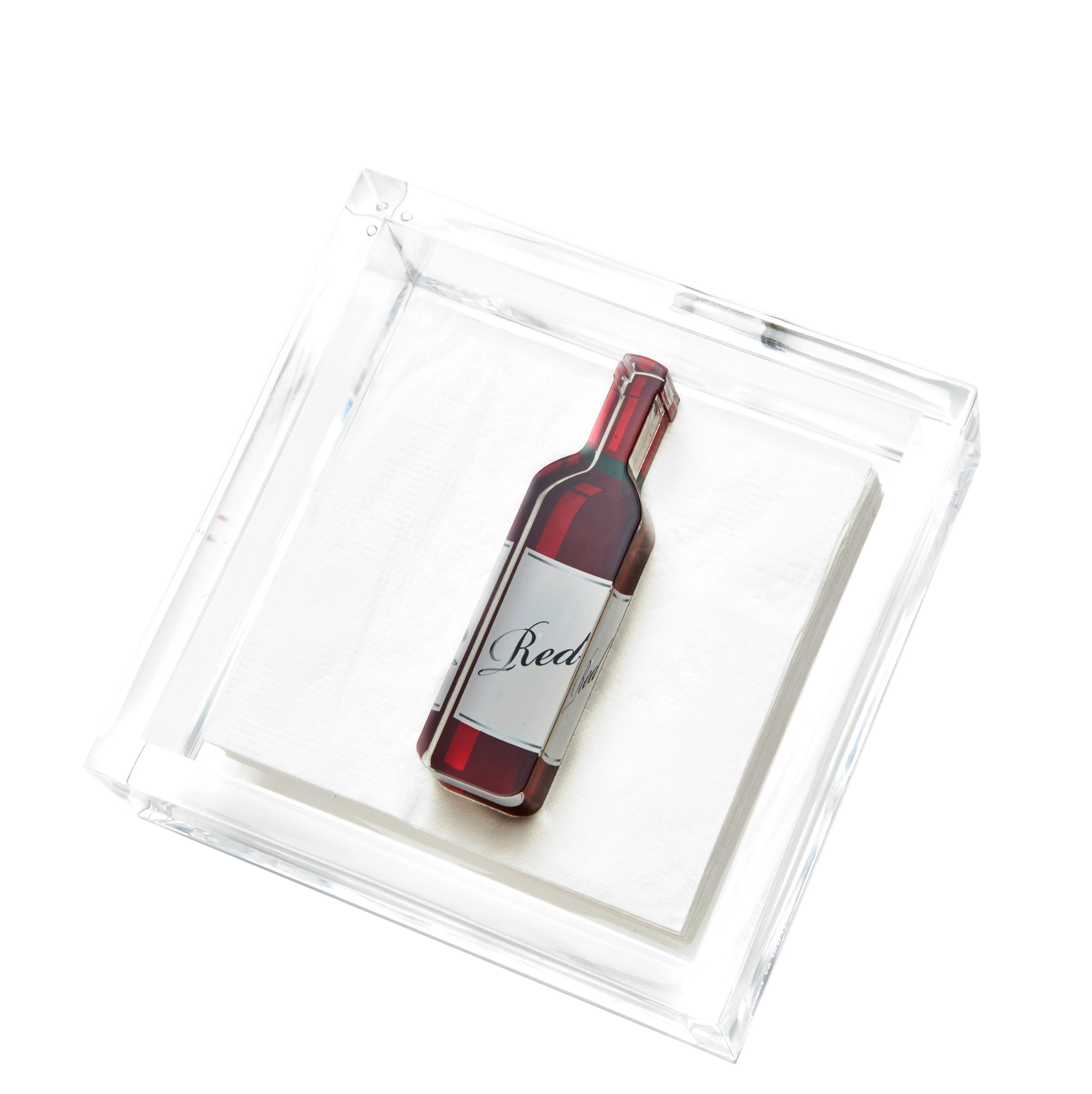 Cocktail Napkin Holder - Red Wine Bottle