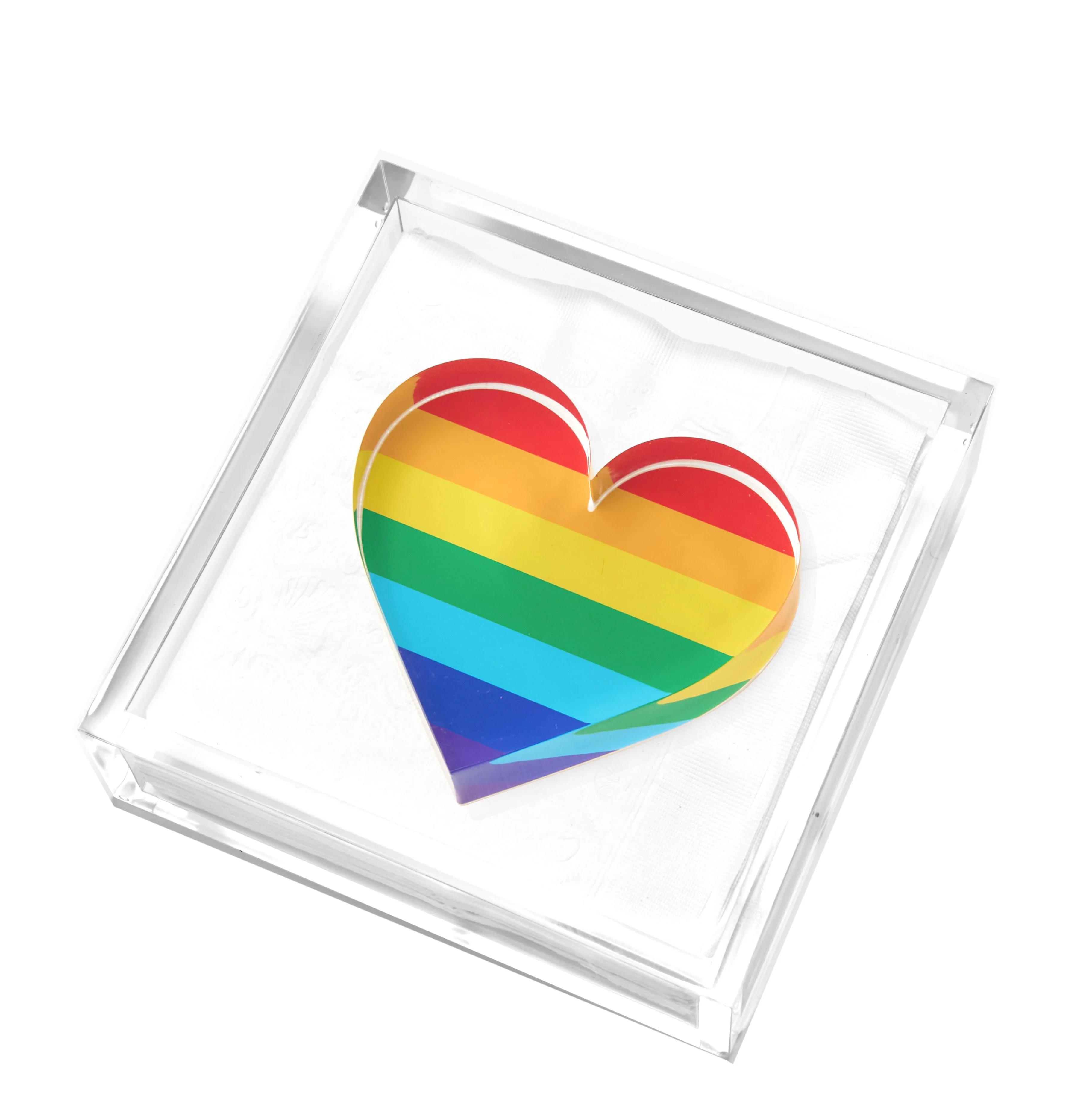Cocktail Napkin Weight - Rainbow Heart