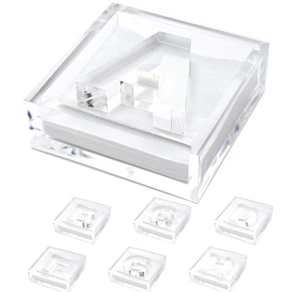 Initial Lucite Acrylic Cocktail Napkin Holder & Weight