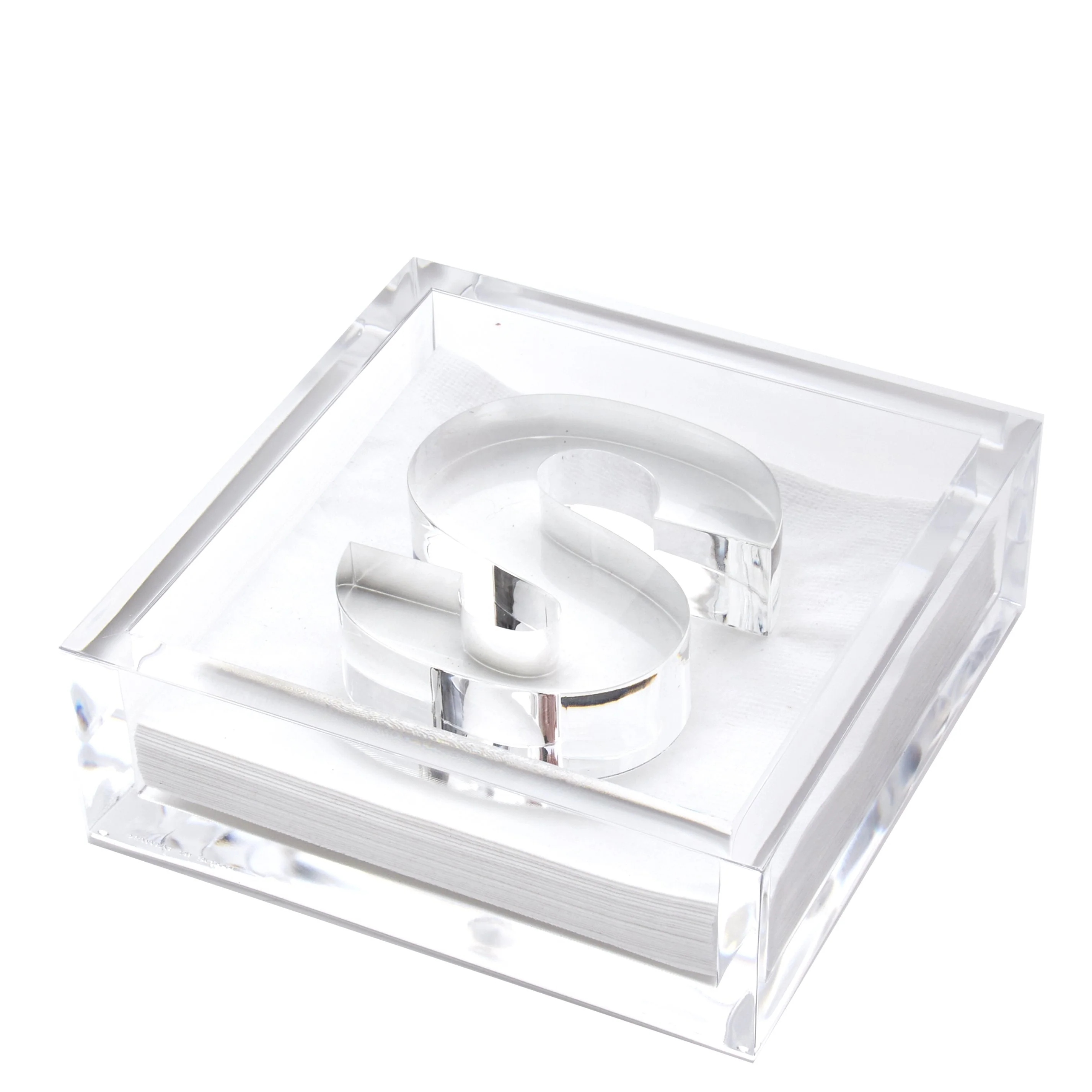 Initial Lucite Acrylic Cocktail Napkin Holder & Weight - Image 19