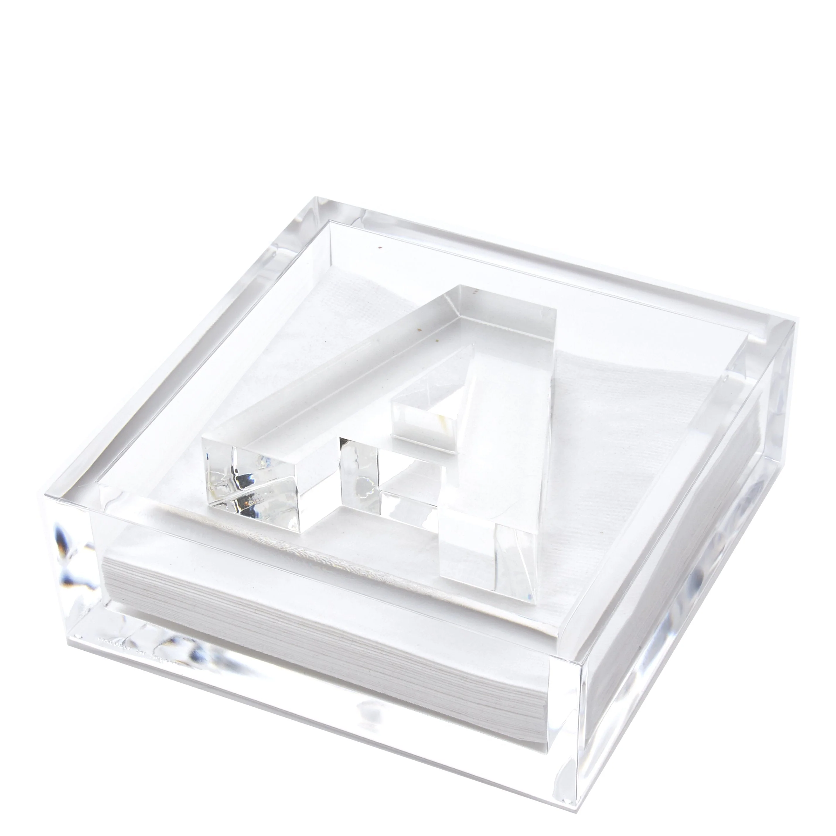 Initial Lucite Acrylic Cocktail Napkin Holder & Weight - Image 2