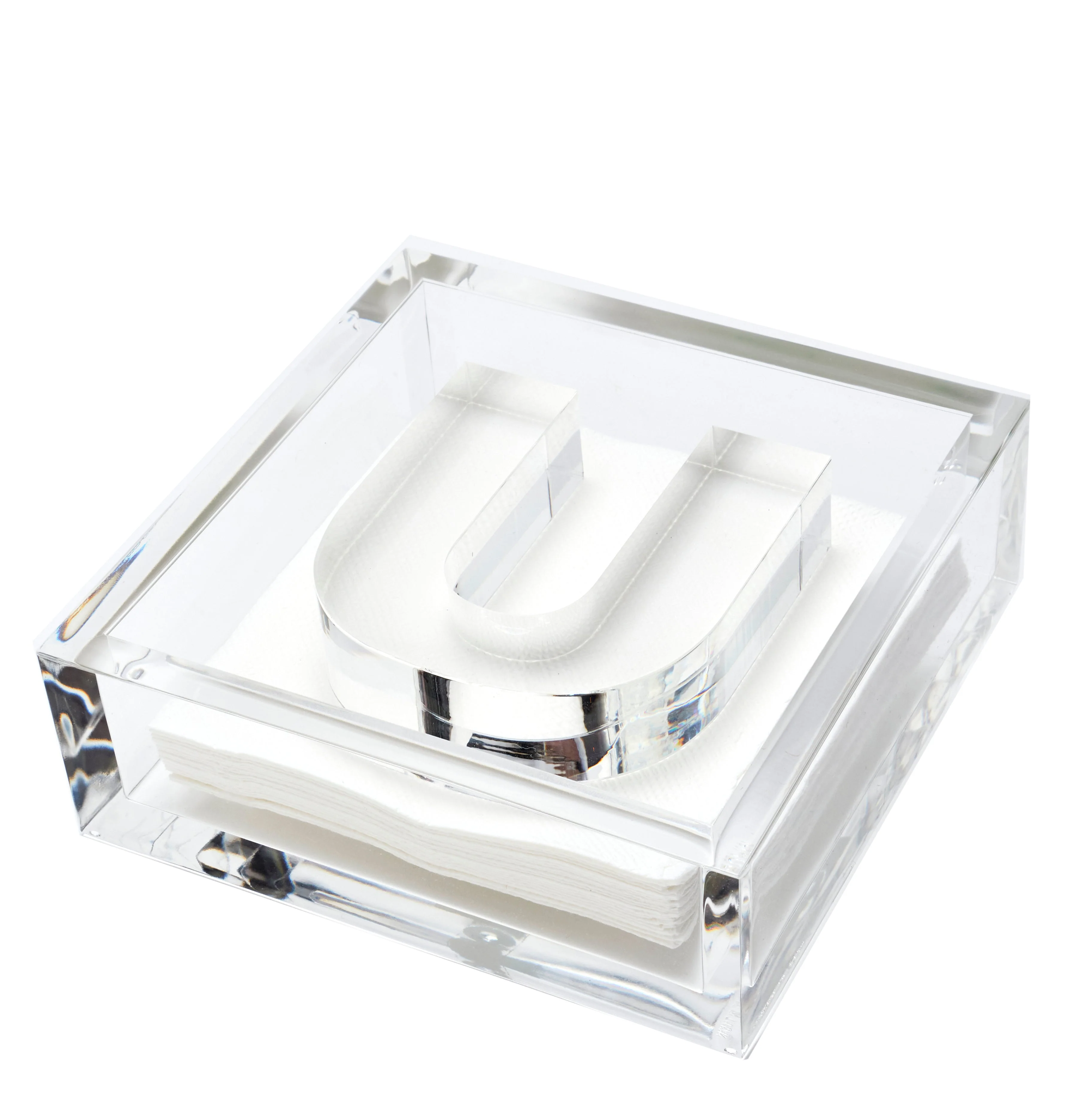 Initial Lucite Acrylic Cocktail Napkin Holder & Weight - Image 21