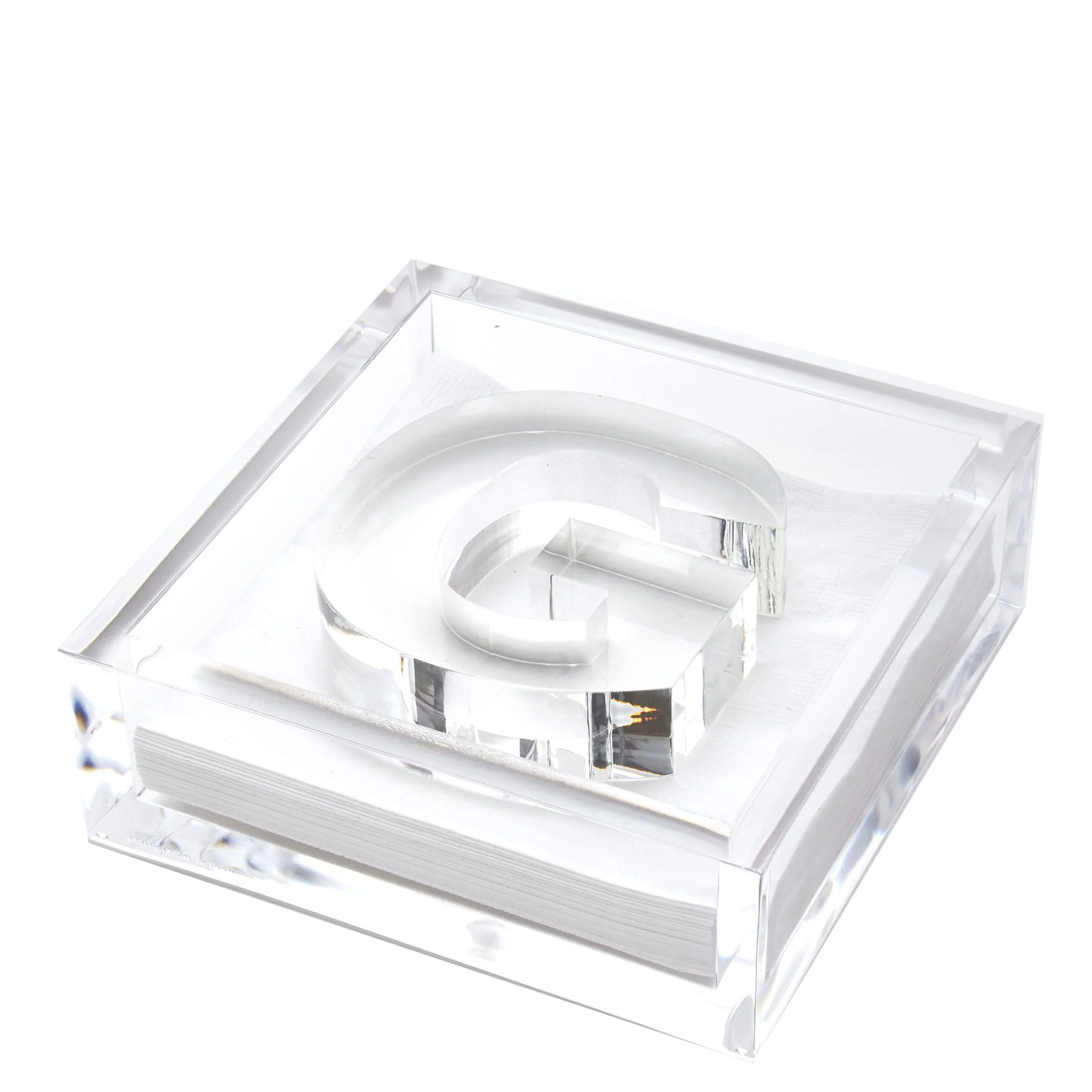 Initial Lucite Acrylic Cocktail Napkin Holder & Weight - Image 8