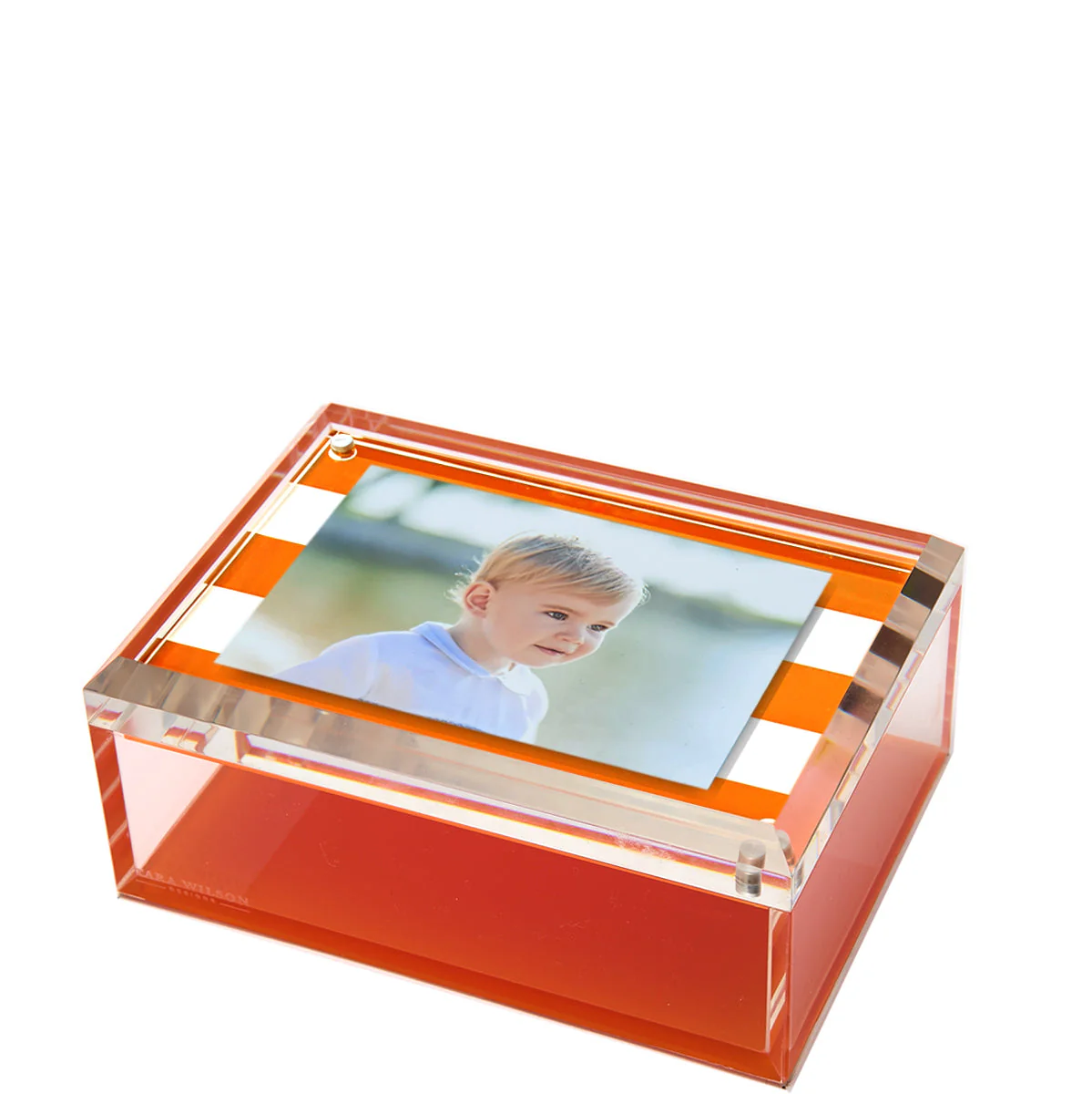 Photo Box - 5" X 7" - Orange & White Stripe