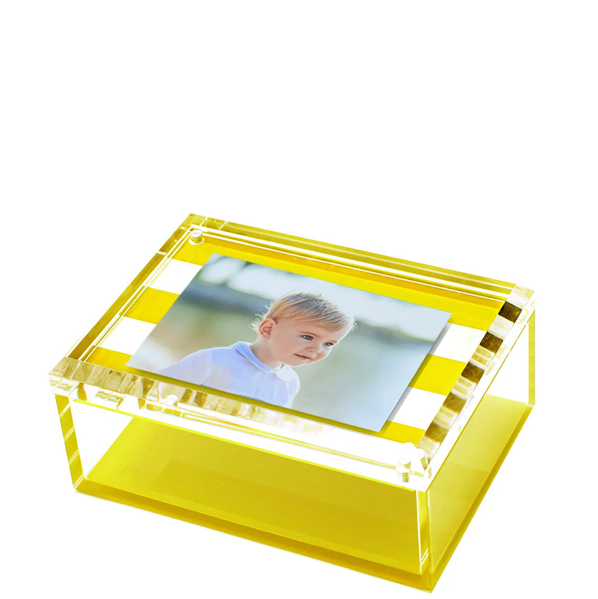 Photo Box - 5" X 7" Yellow & White Stripe