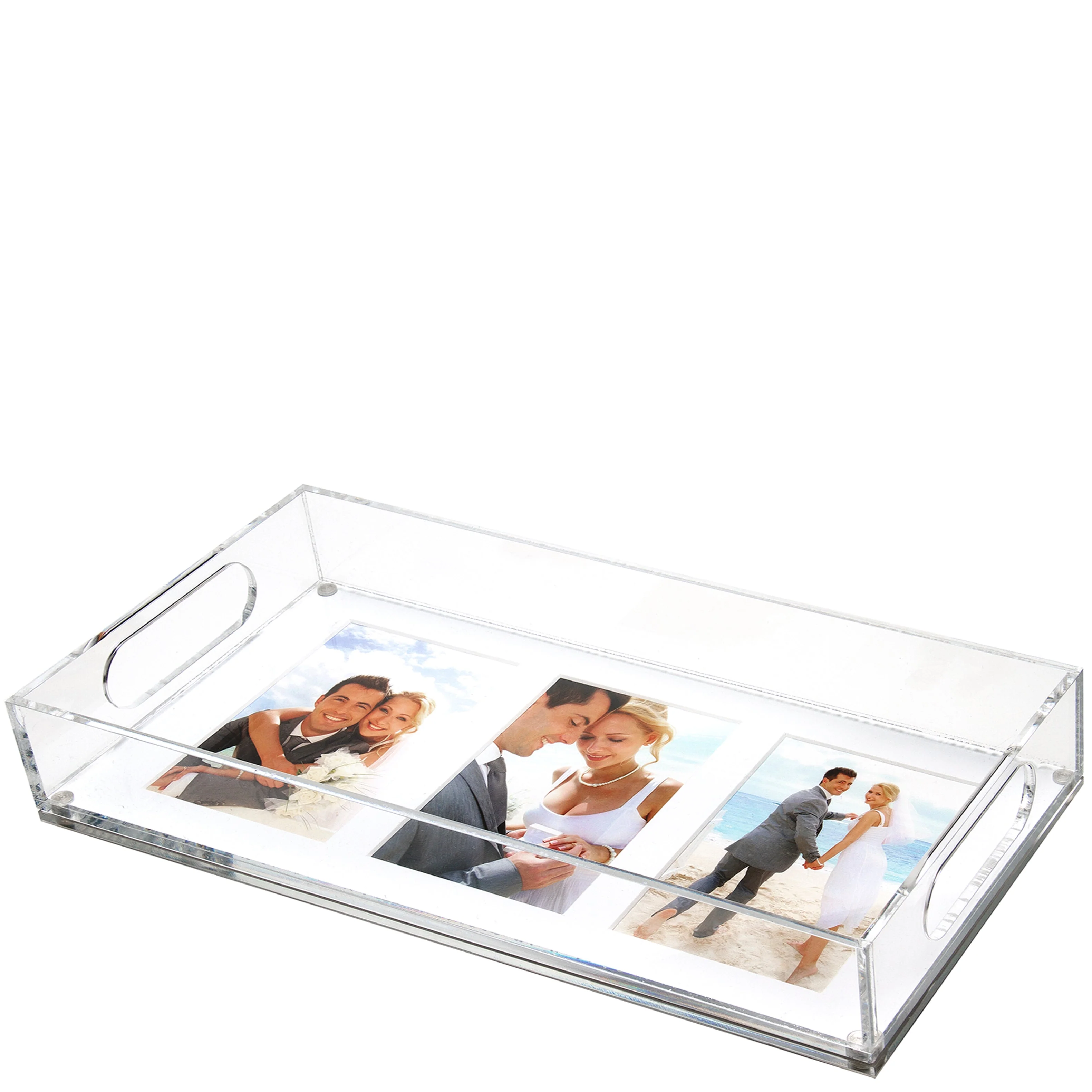 Photo Tray - 16" X 8" With White Mat For Three 5" X 7" Photos