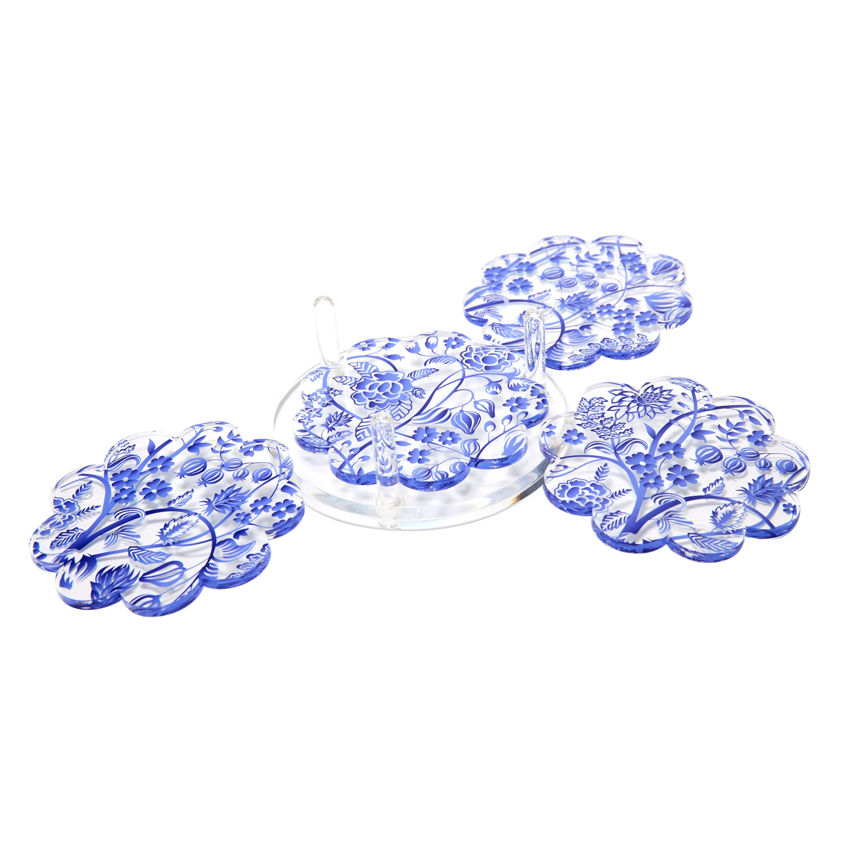 Scallop Drink Coasters - Toile - Blue - Image 2