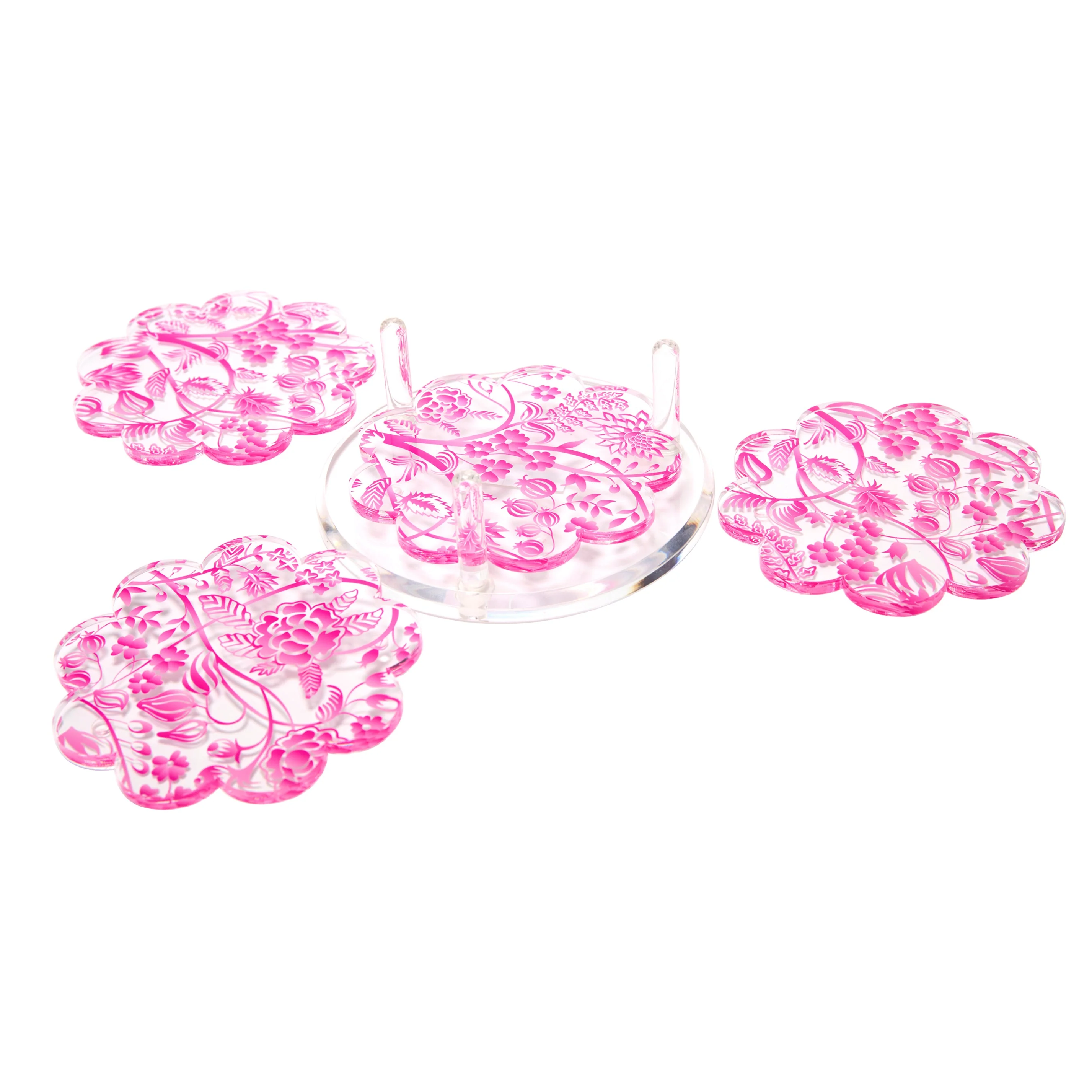 Scallop Drink Coasters - Toile Pink - Image 2