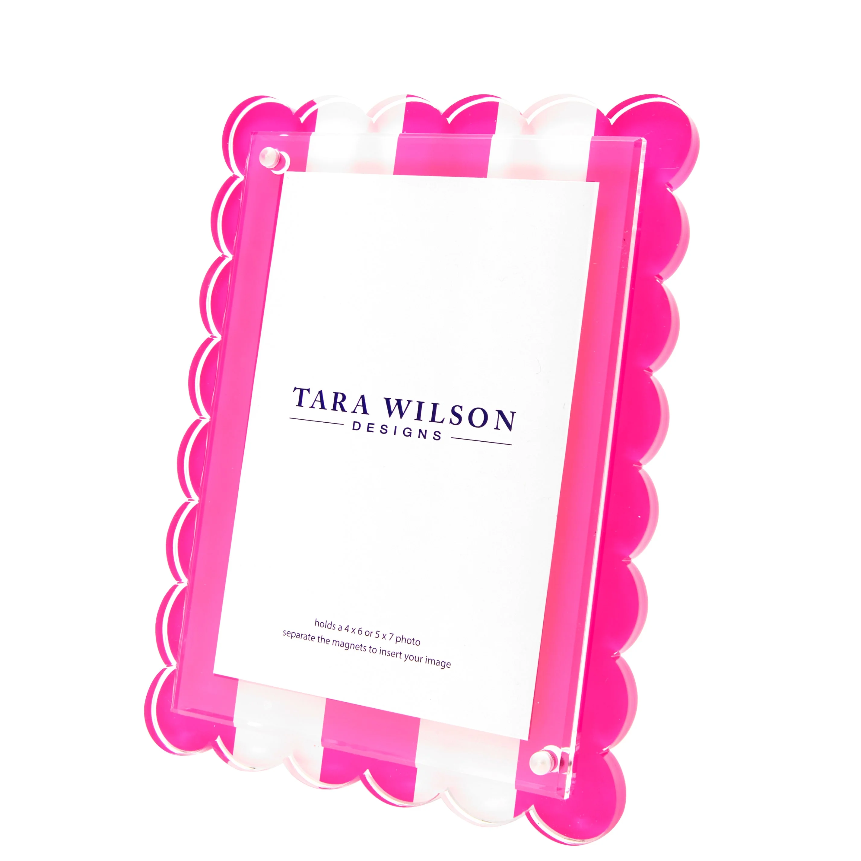 Scallop Frame - Pink & White Stripe
