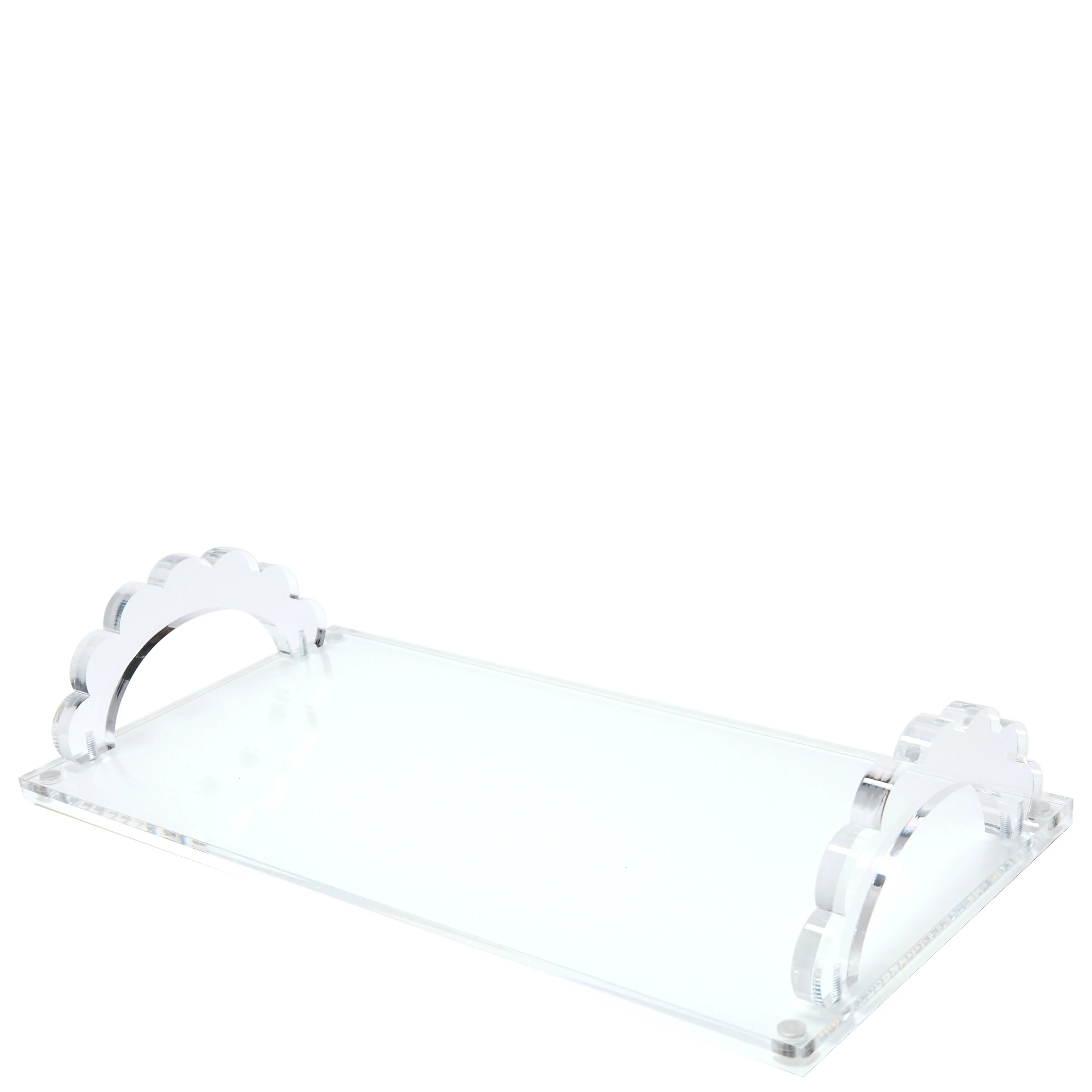 White Base Acrylic Scallop Handle Photo Tray - Image 2