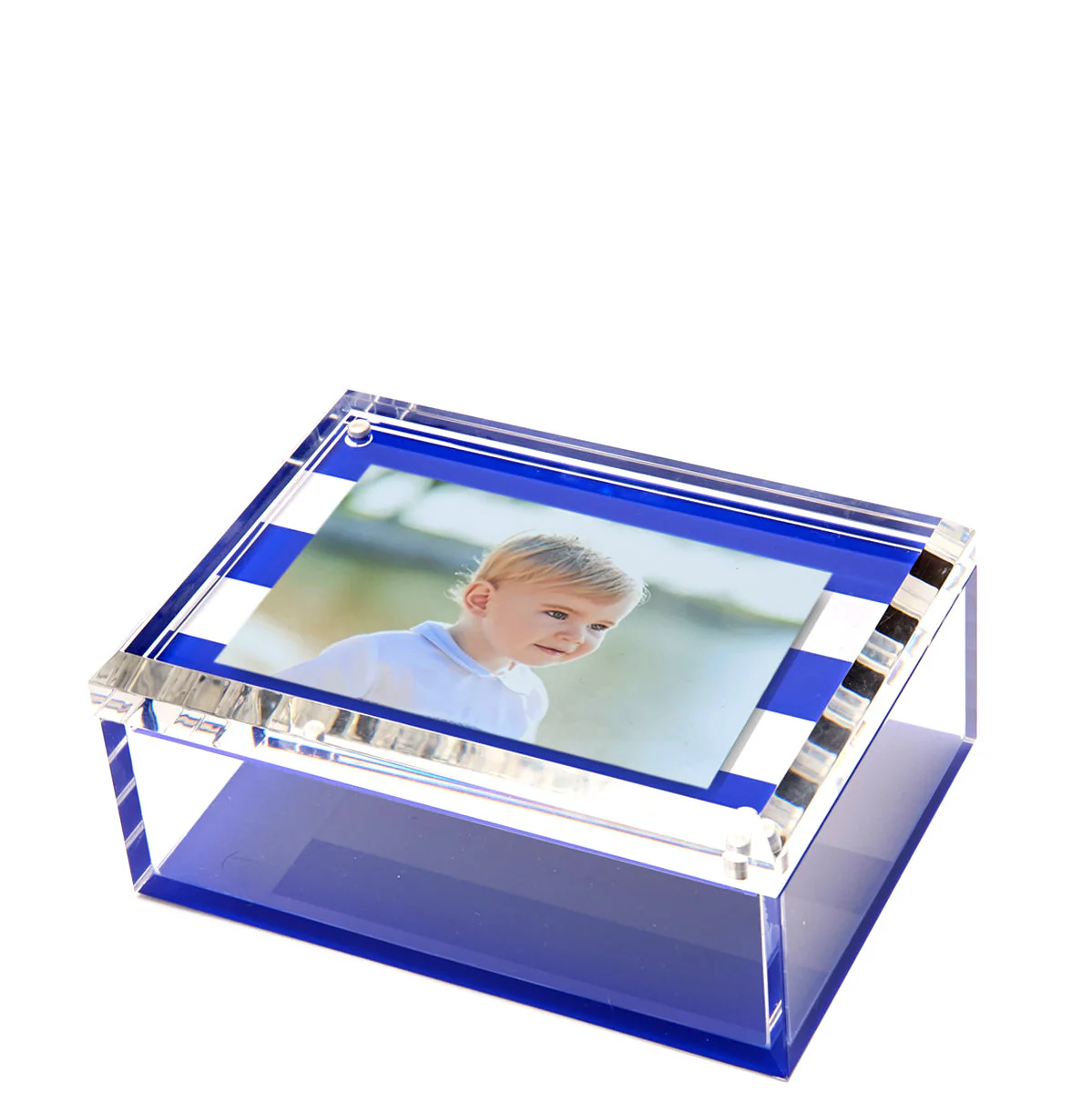 Photo Box - 5" X 7" Blue & White Stripe