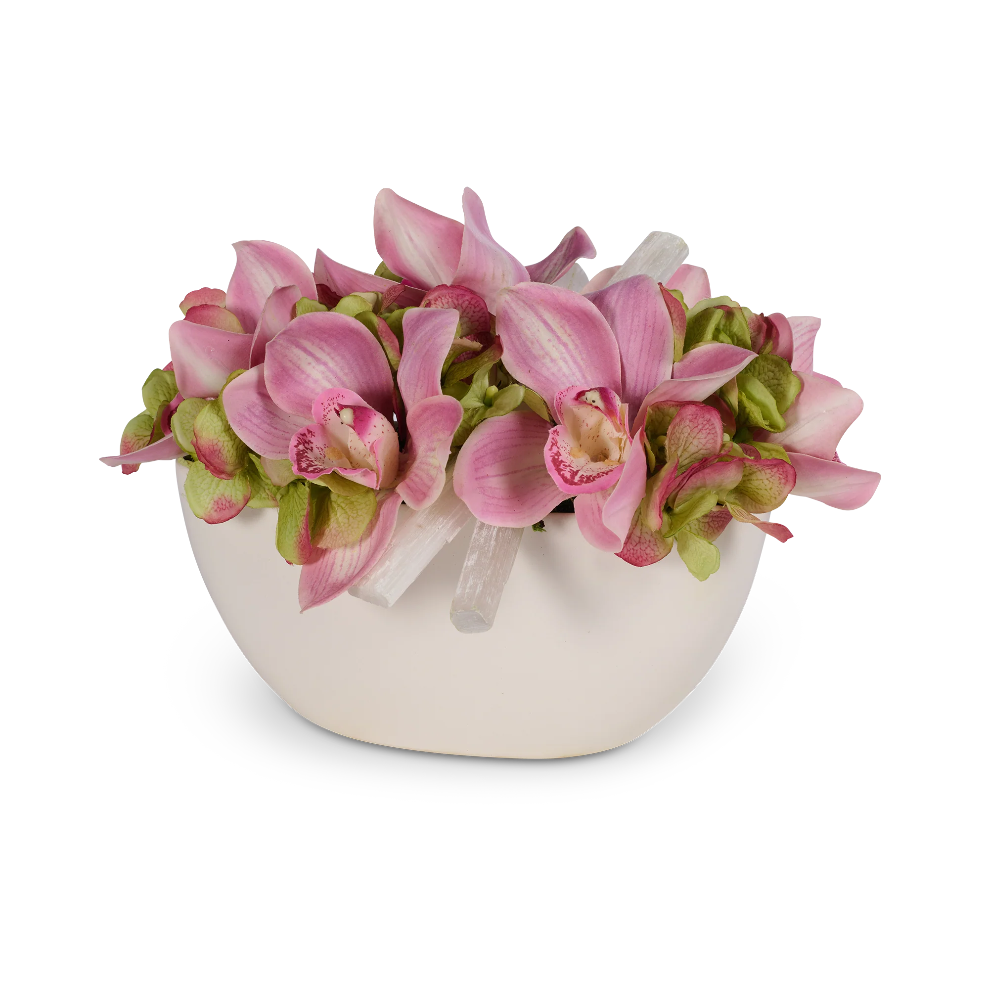 Hydrangea & Orchid White Container with Selenite - Image 2