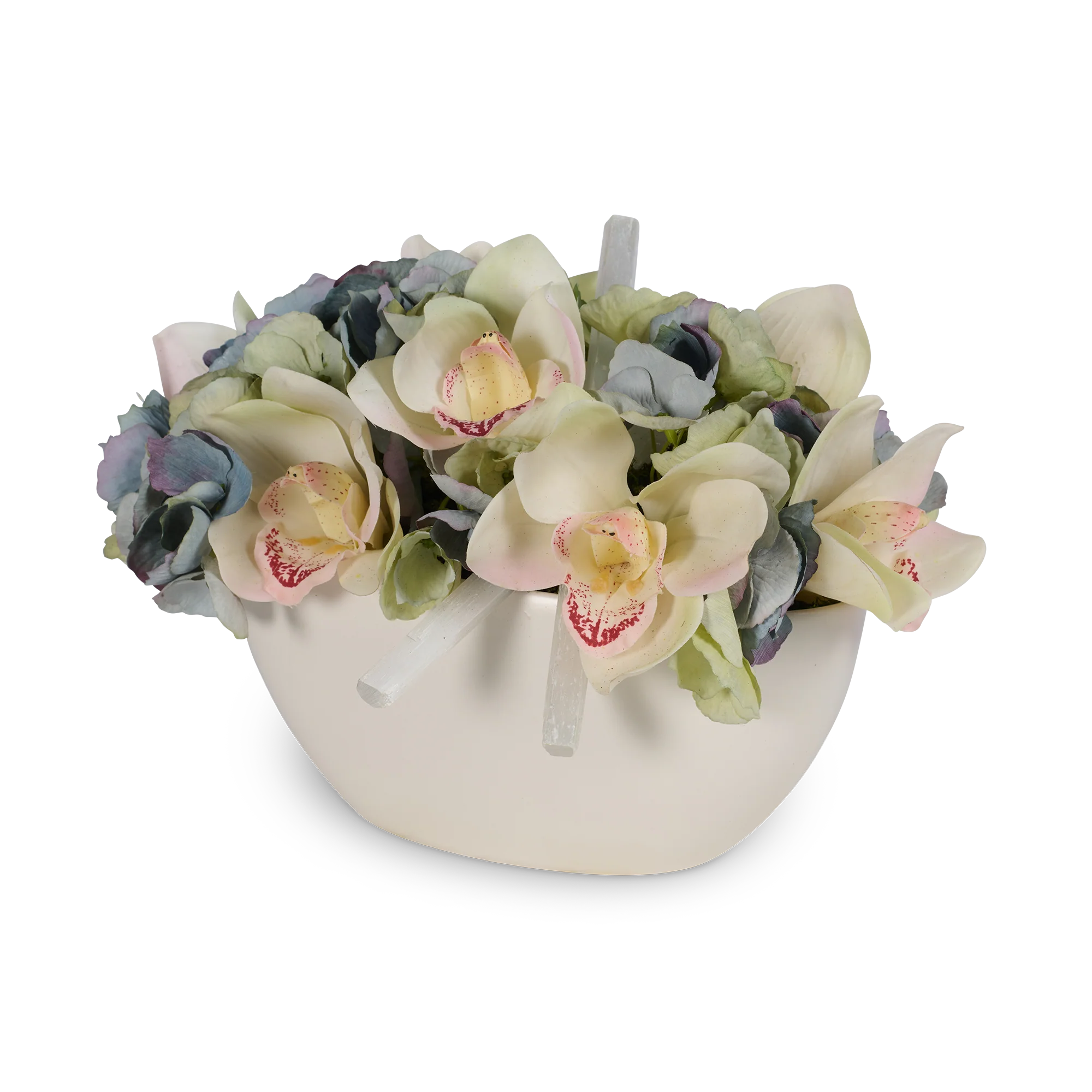 Hydrangea & Orchid White Container with Selenite - Image 3