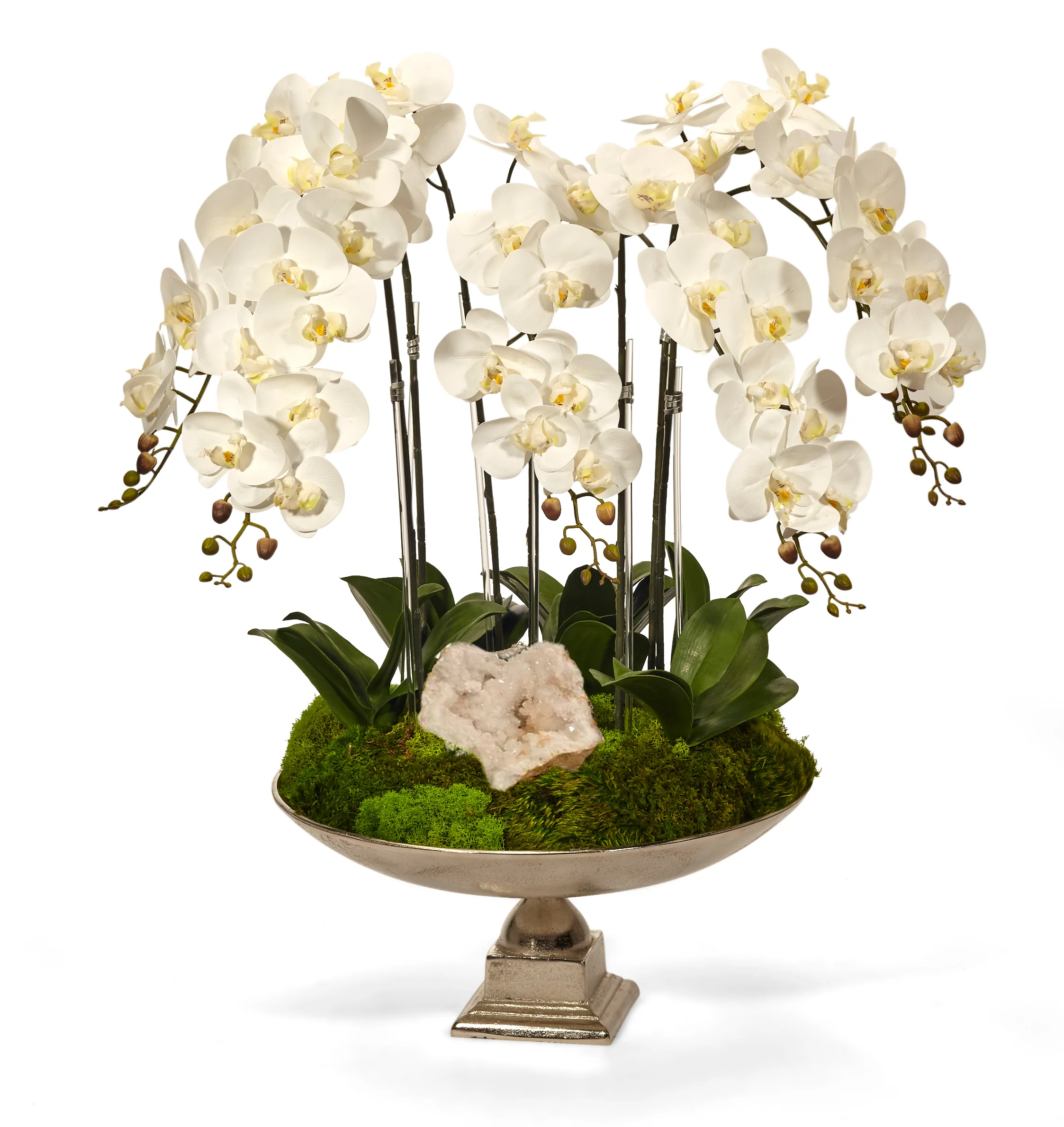 Orchid and Crystal in Large Silver Urn - Image 3