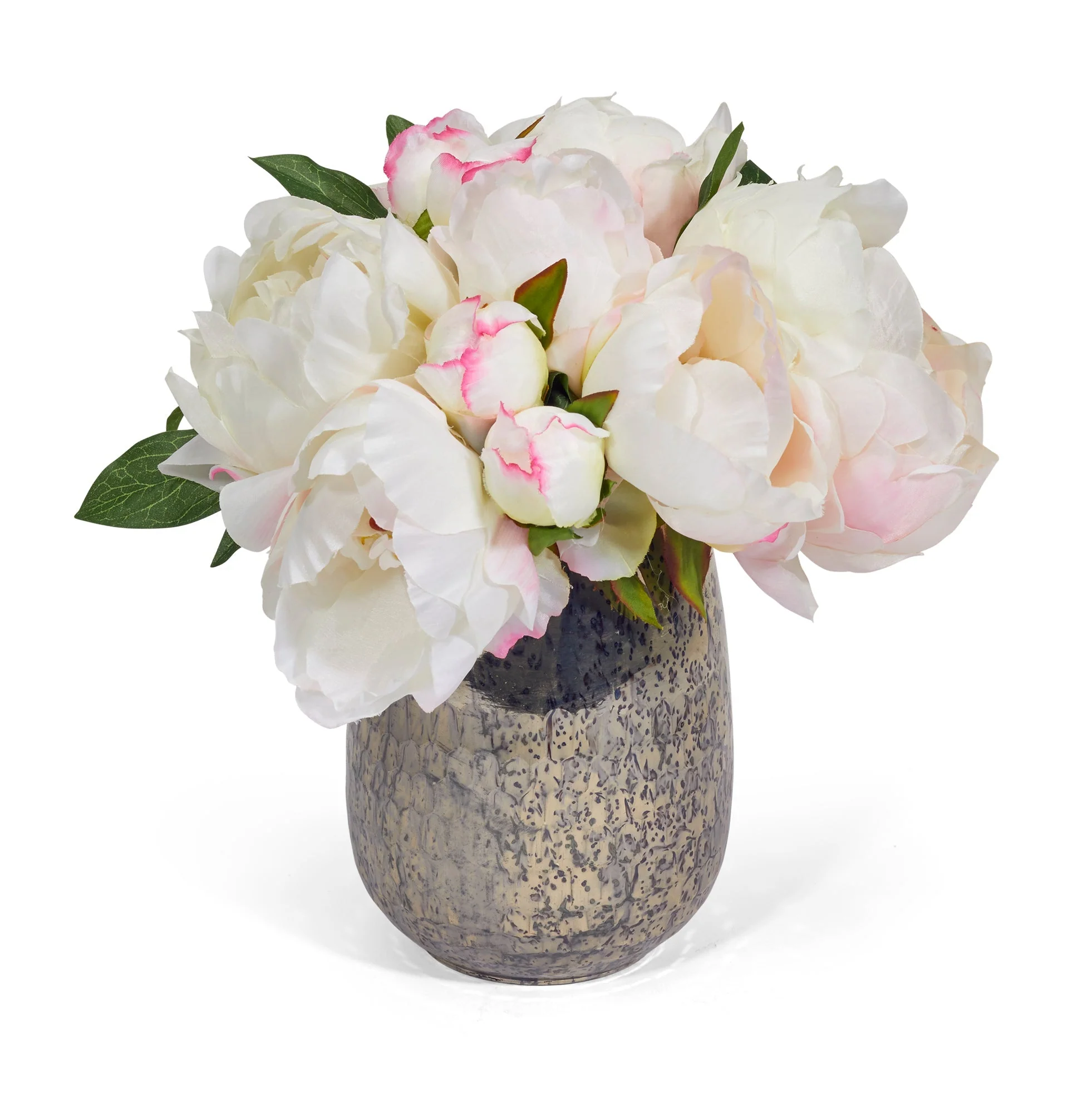 Peonies In Silver Vase