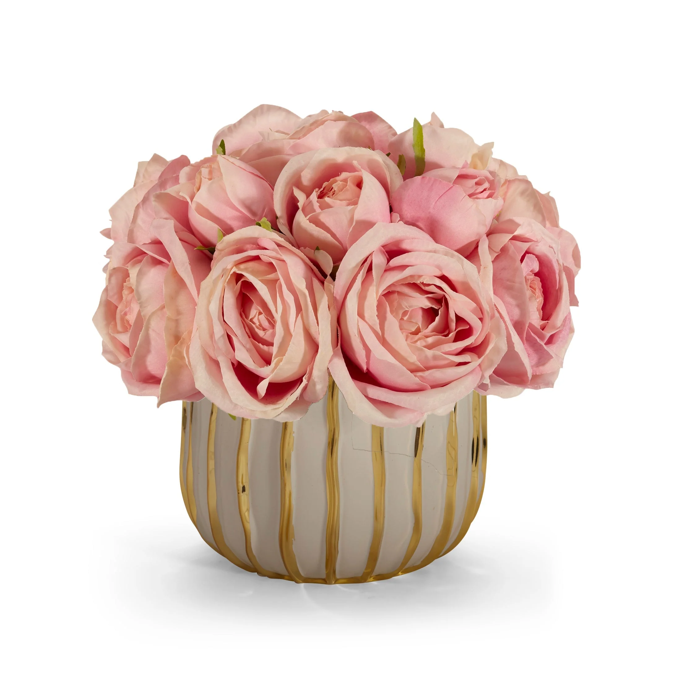 Rose Bouquet in White and Gold Container