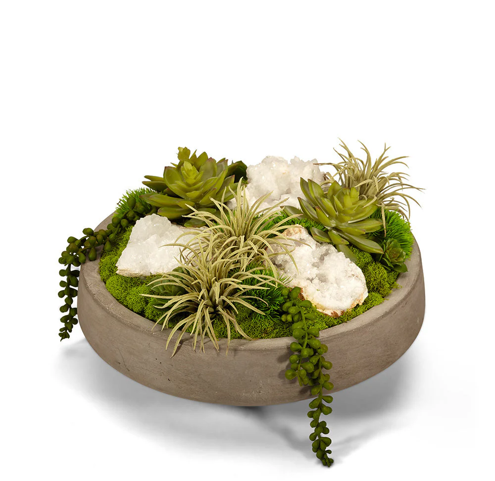 Succulents & Geodes in Concrete Bowl - Image 5