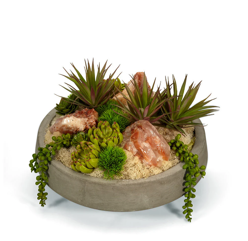 Succulents & Geodes in Concrete Bowl - Image 7