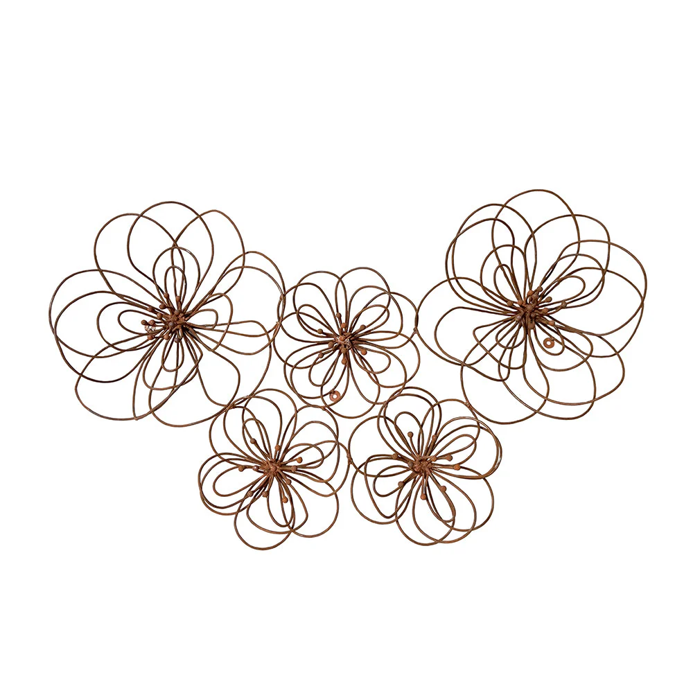 Think Outside Loop Flowers Wall Panel - Rust Finish