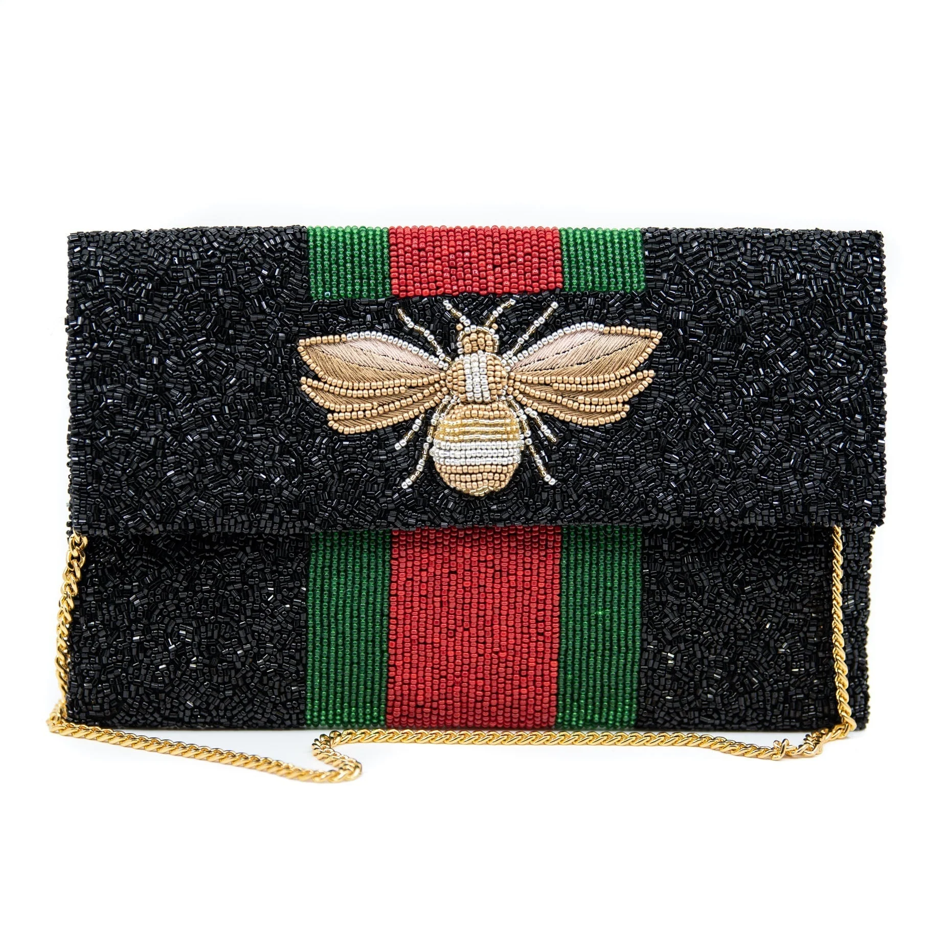 Bee So Beautiful Black Envelope Clutch