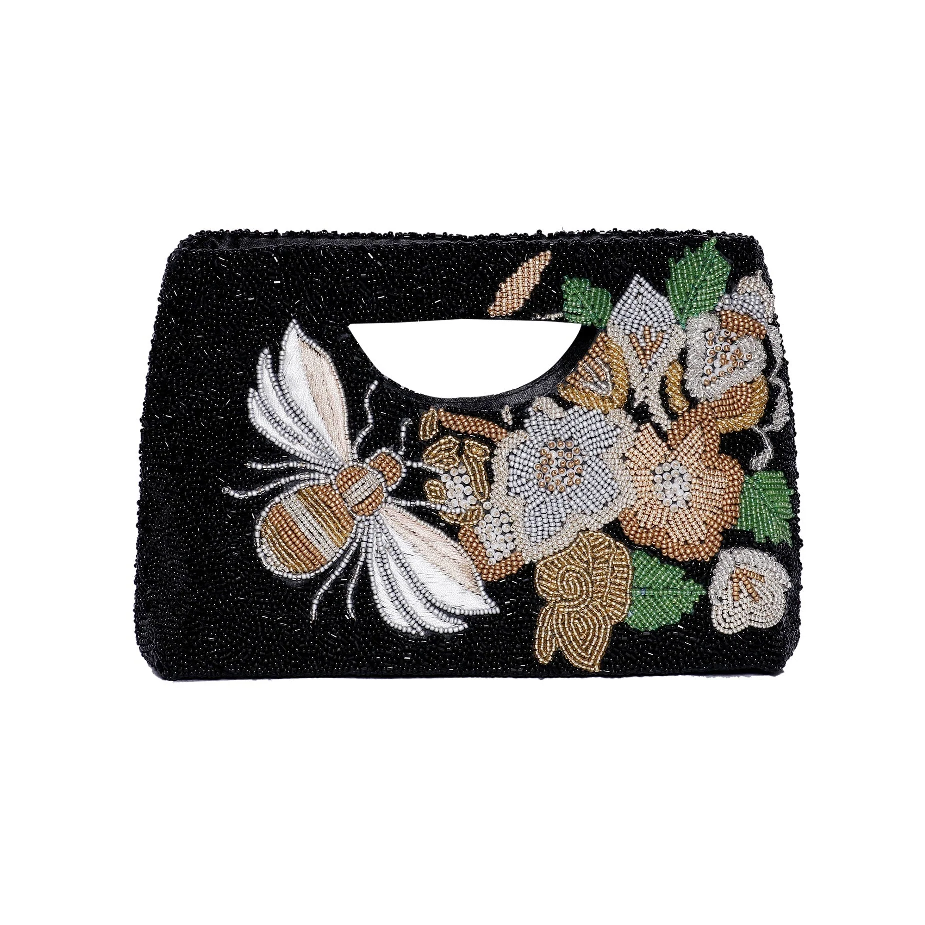 Floral Bee - Black Gold Top Handle