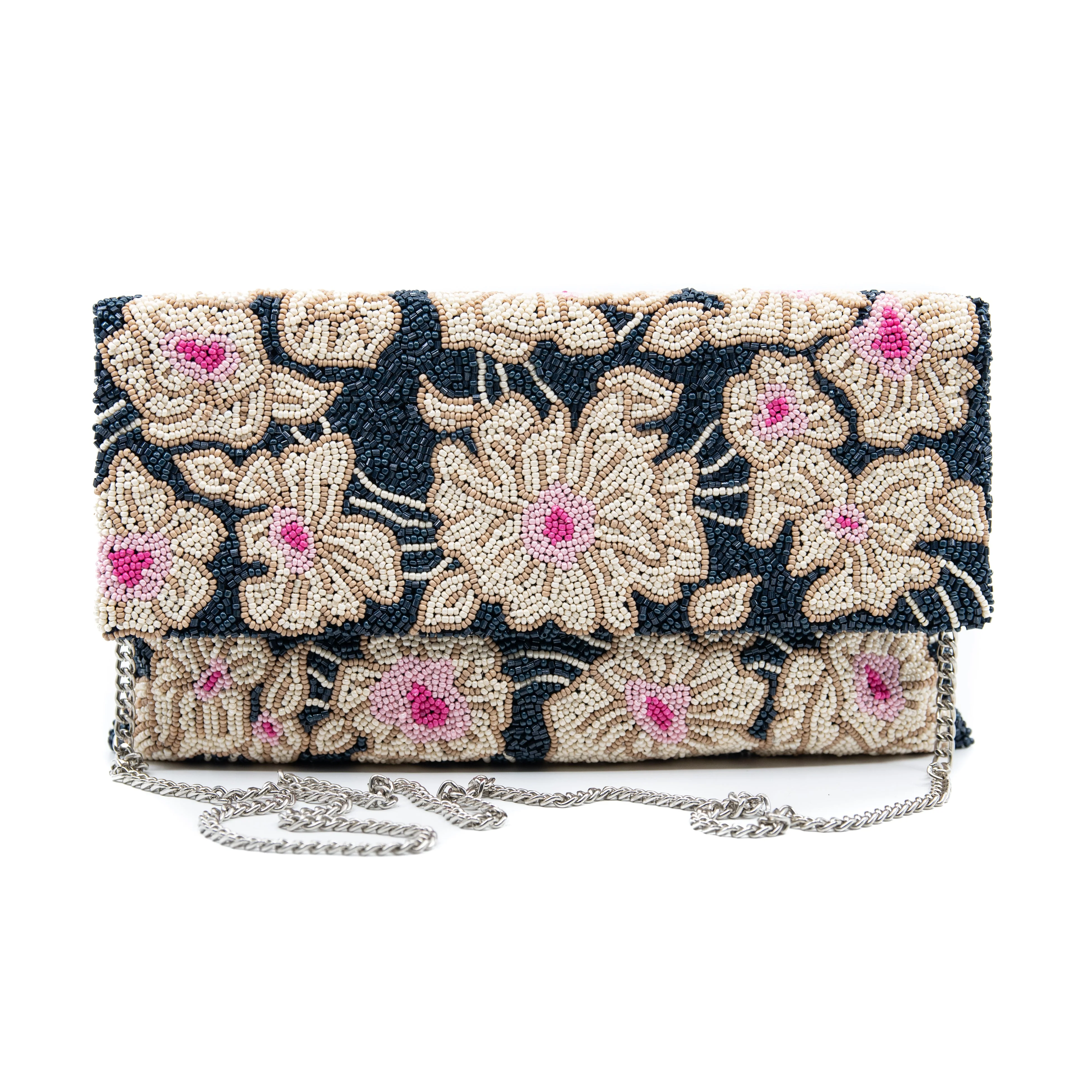 Navy Floral Clutch