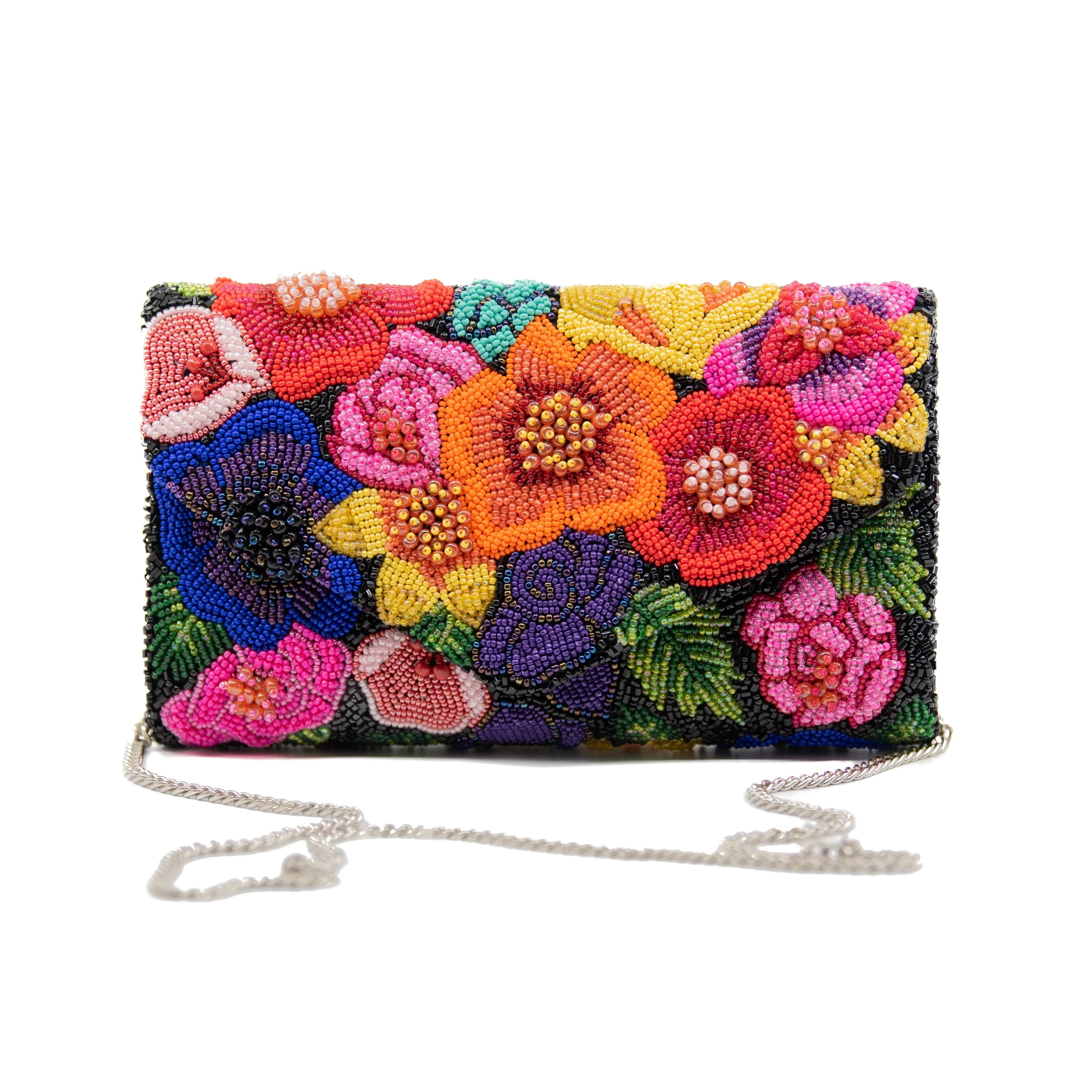 Raised Flowers Envelope Clutch
