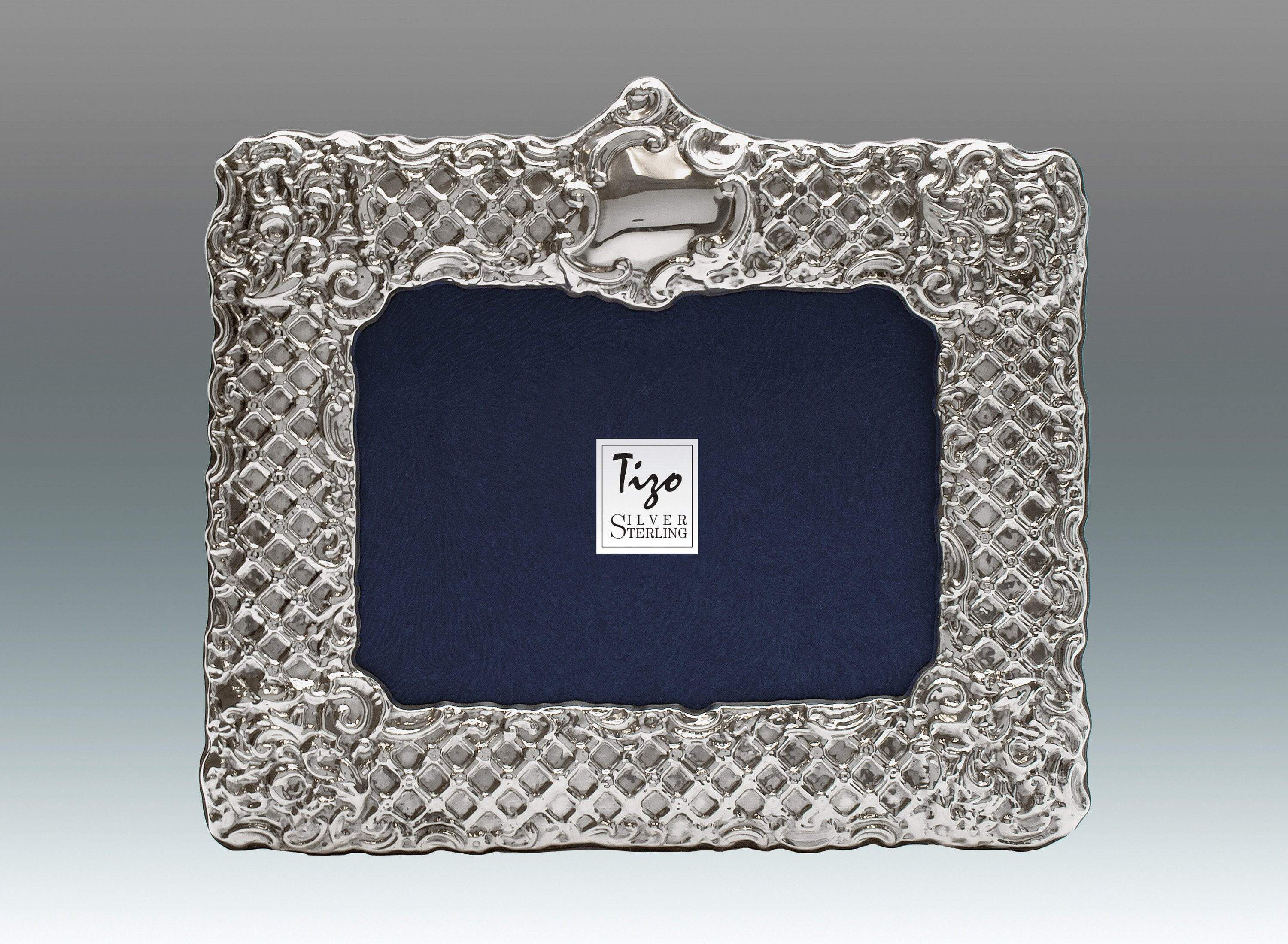 Tizo 4x6 Ornate Lattice Sterling Silver Frame