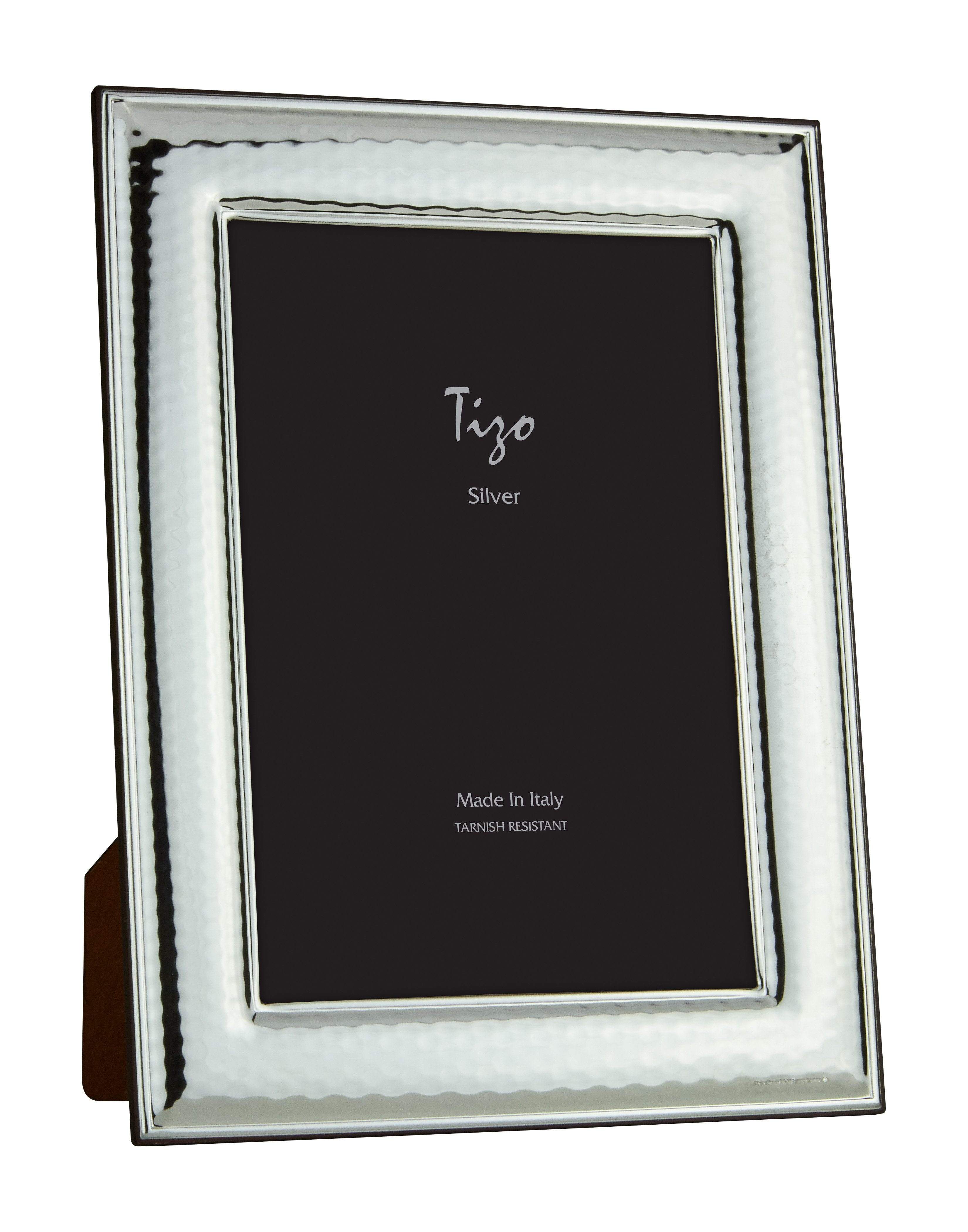 Tizo 8x10 Bezel Edge Hammered Silverplate Frame