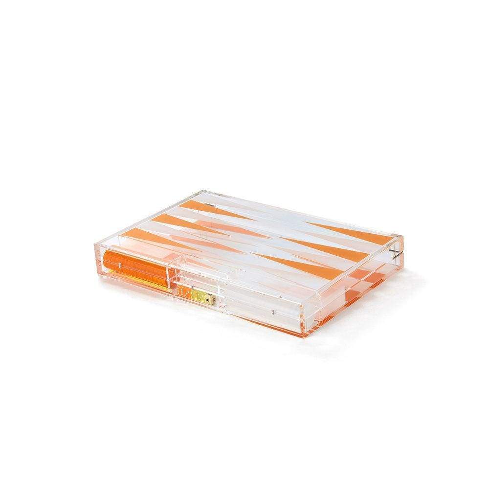Tizo Lucite Backgammon Set Orange & Clear - Image 3