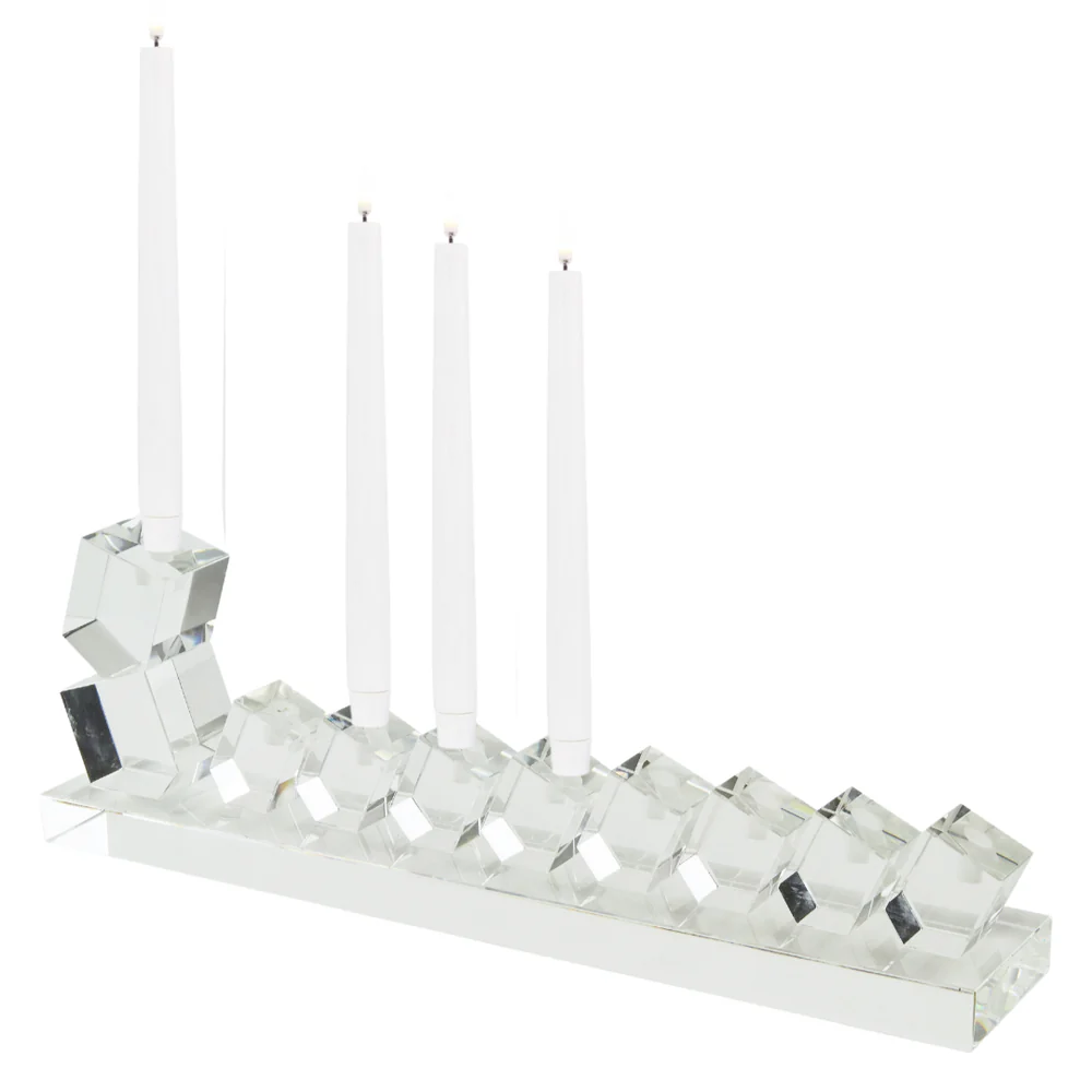 Tizo Angled Clear Crystal Dreidel Menorah - Image 2