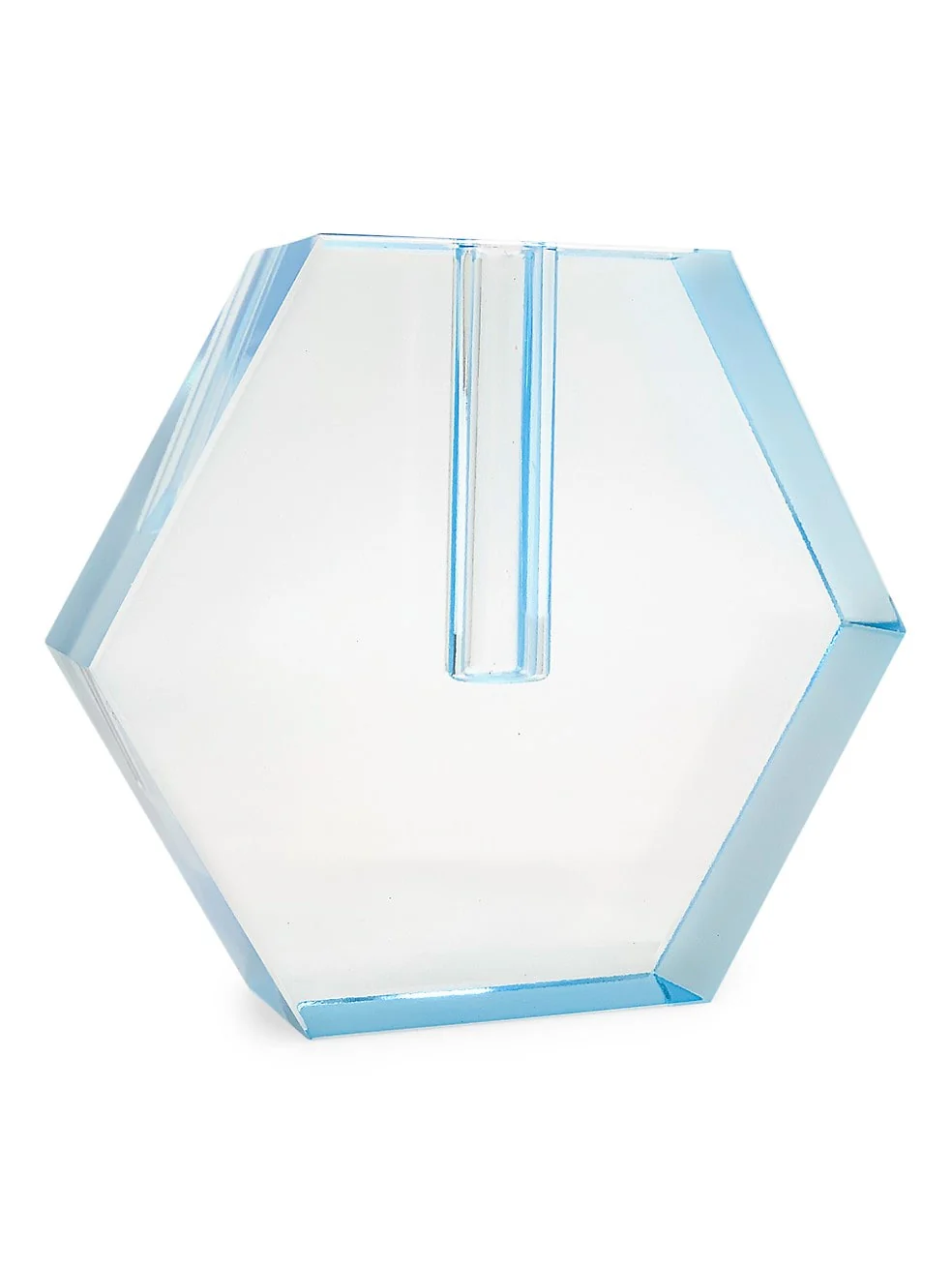 Tizo Blue Crystal Flat Hexagon Vase - Small