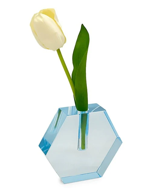 Tizo Blue Crystal Flat Hexagon Vase - Small - Image 2