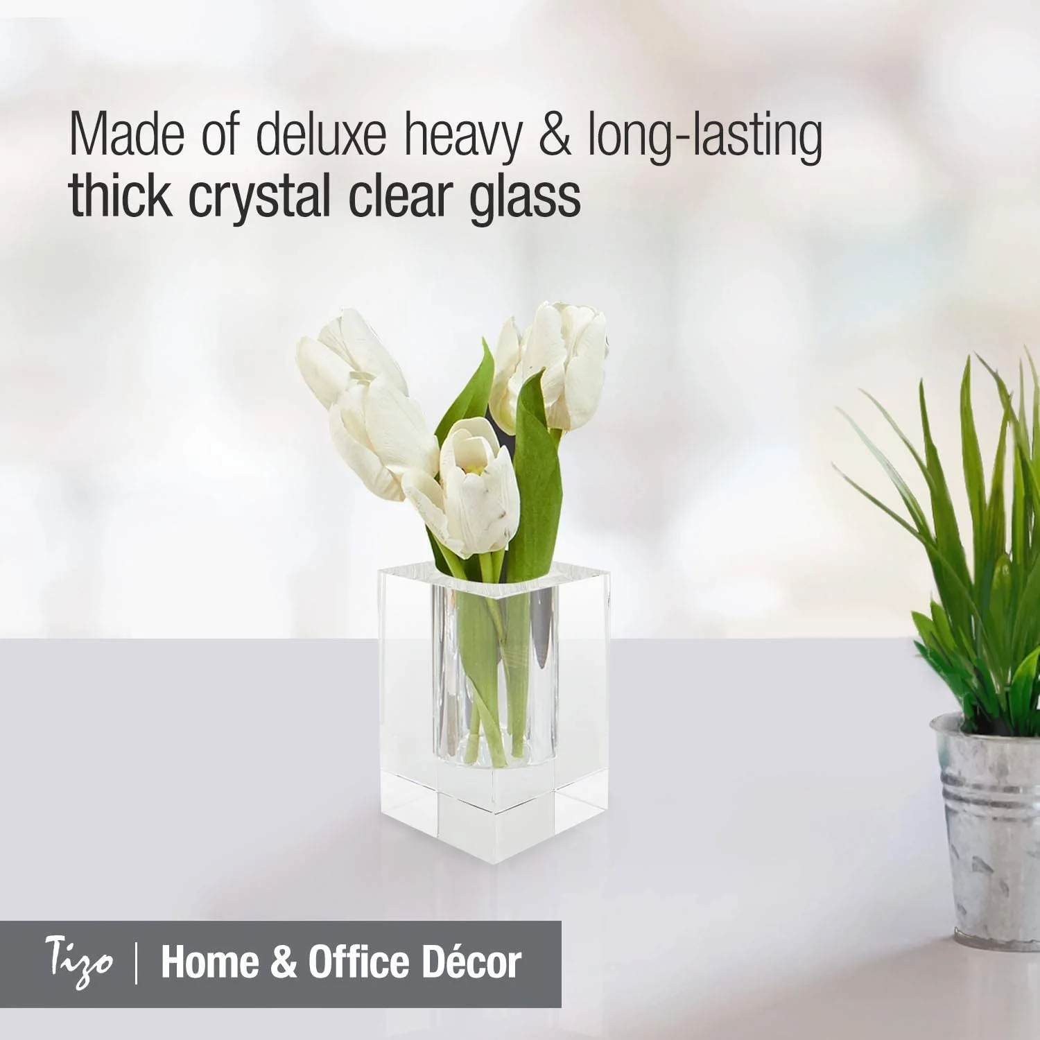 Tizo Crystal Glass Block Square Bud Vase - Image 4