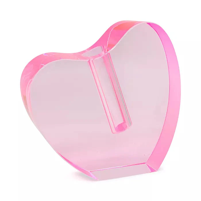 Tizo Crystal Pink Heart Shape Vase, Large