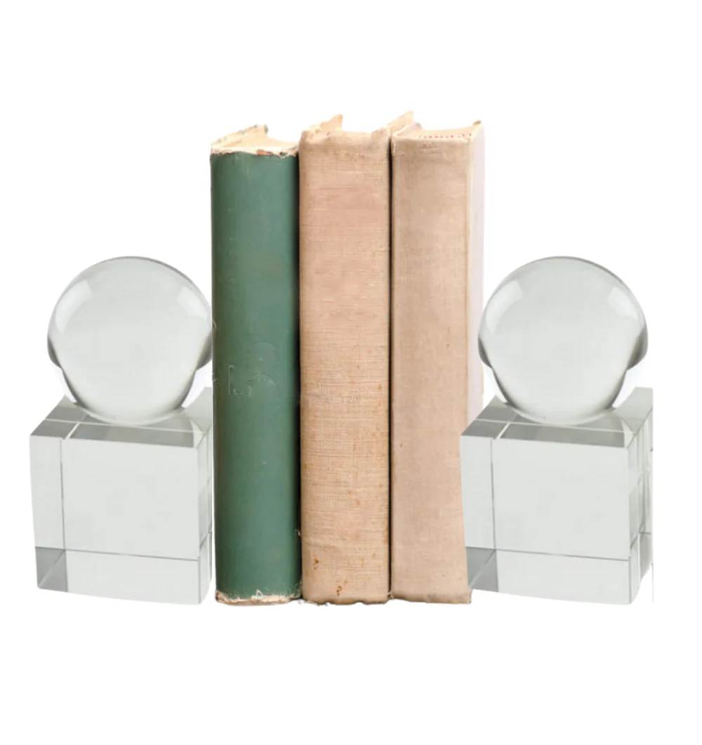Tizo Crystal Glass Sphere Bookend Pair