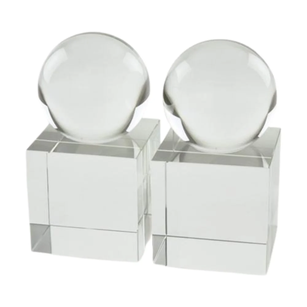 Tizo Crystal Glass Sphere Bookend Pair - Image 2