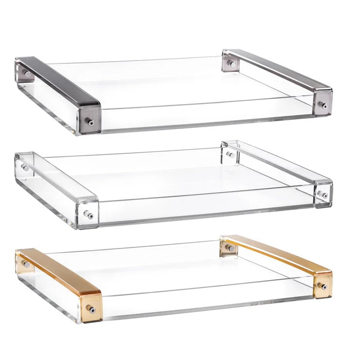 Tizo Clear Lucite Tray with Modern Handles - Image 2