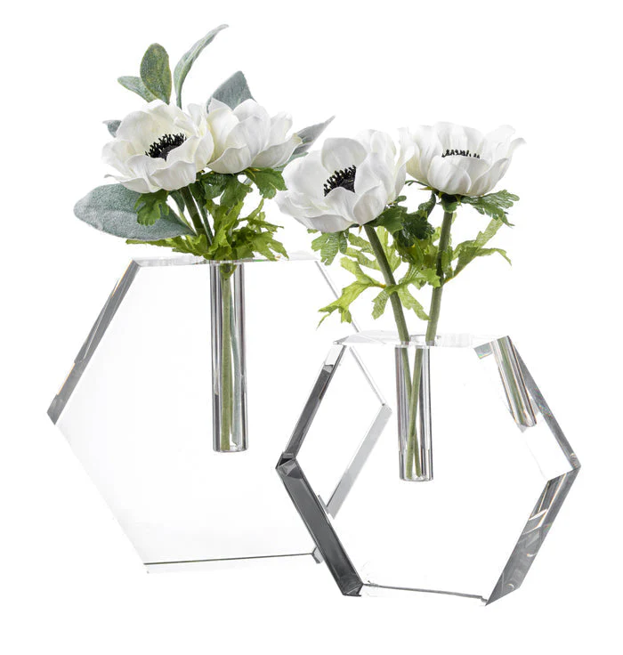 Tizo Design Crystal Glass Hexagon Flat Bud Vase Small