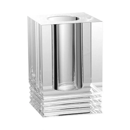 Tizo Design Crystal Rectangular Vase with Cuts - Small