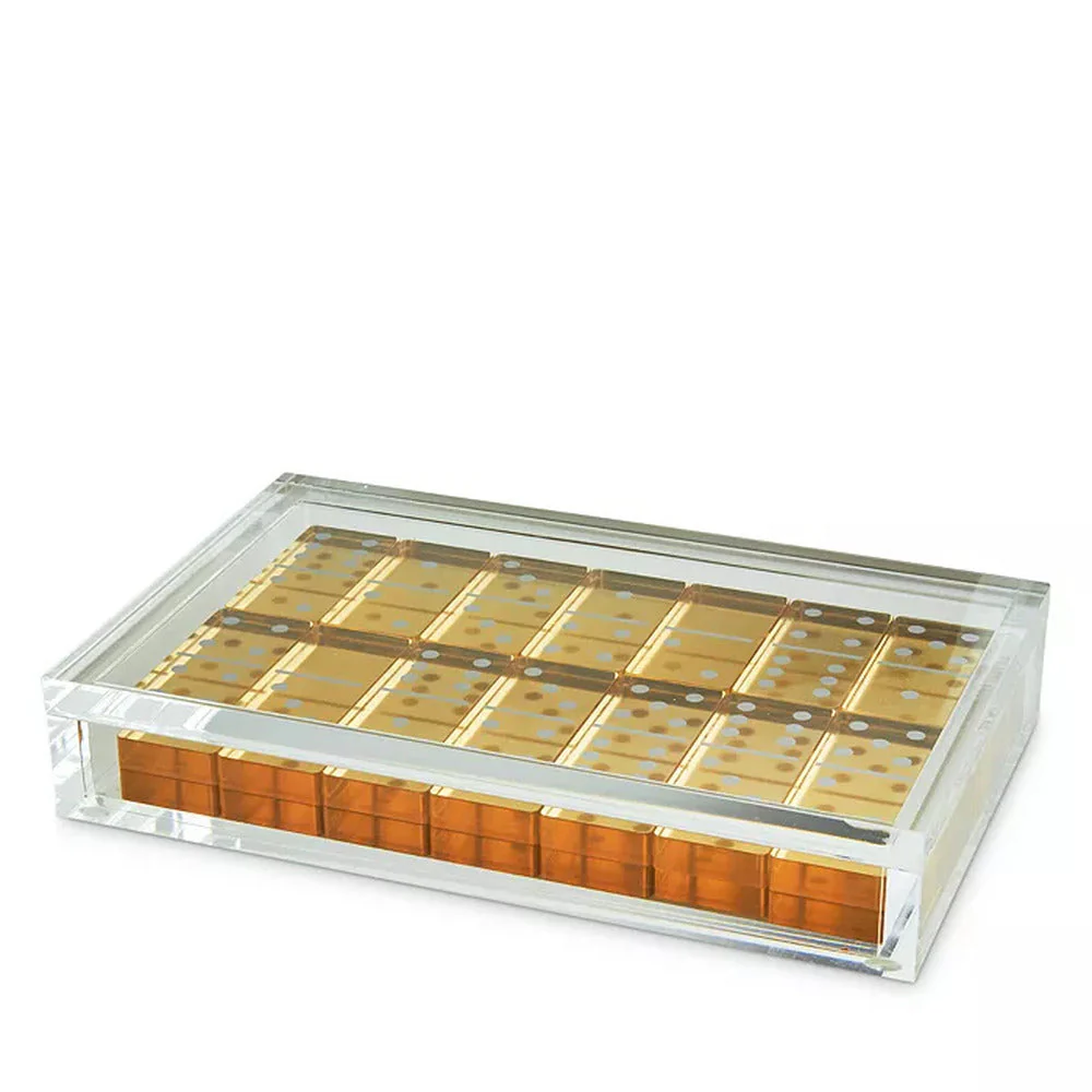 Tizo Design Modern Clear Lucite and Gold Domino Set