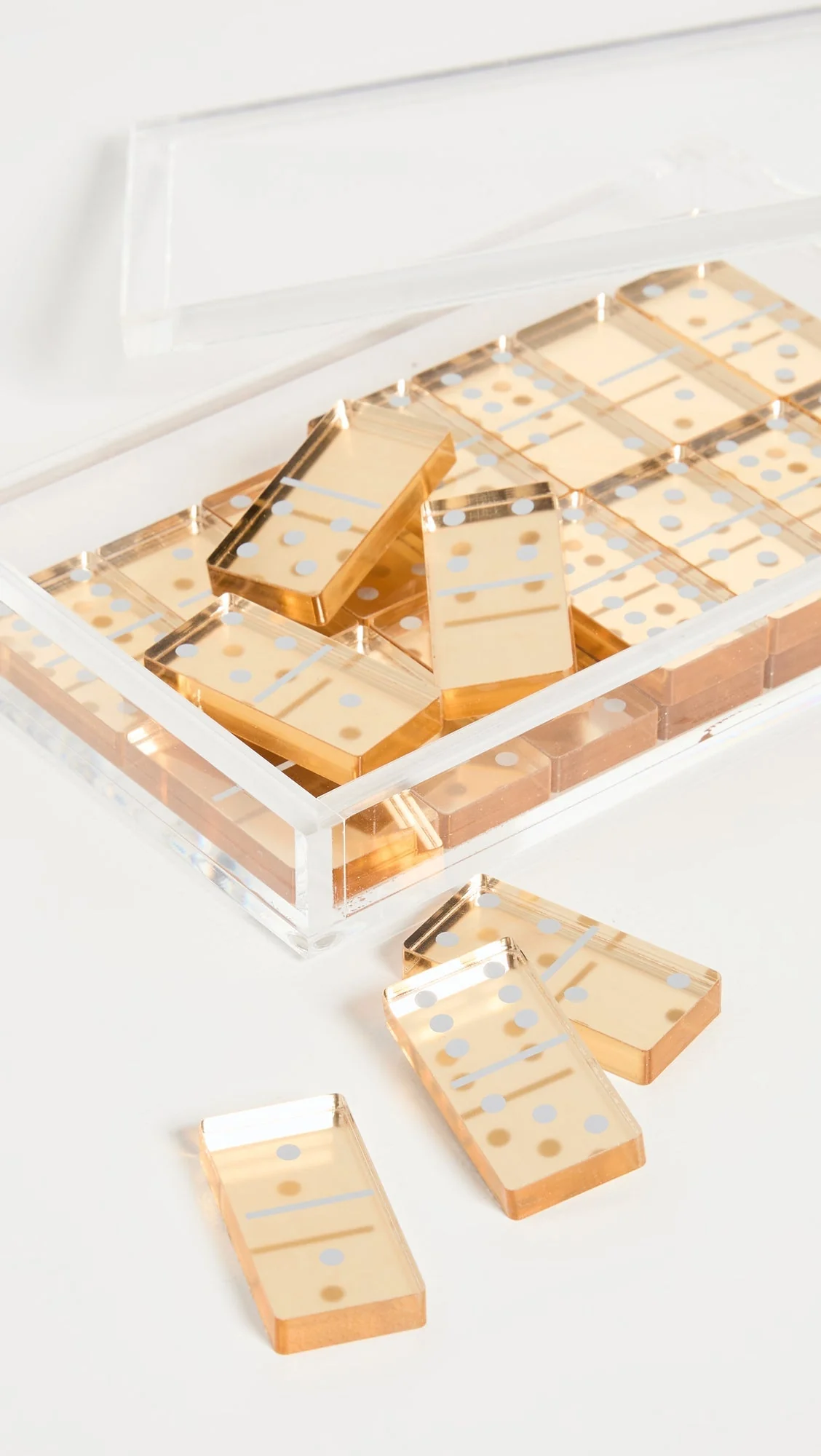 Tizo Design Modern Clear Lucite and Gold Domino Set - Image 2