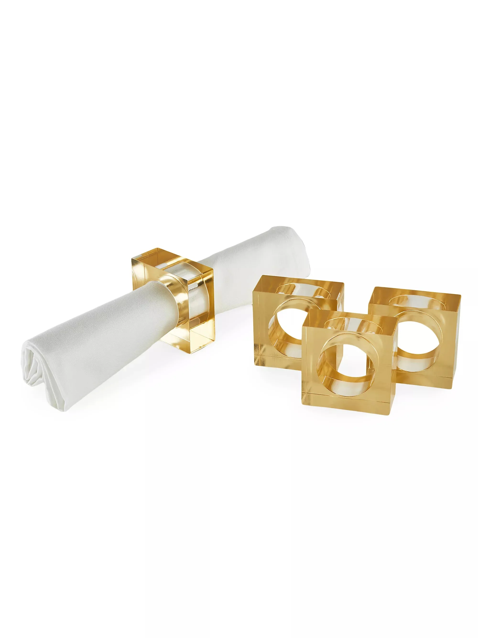 Tizo Designs Acrylic Napkin Ring Gold S/4