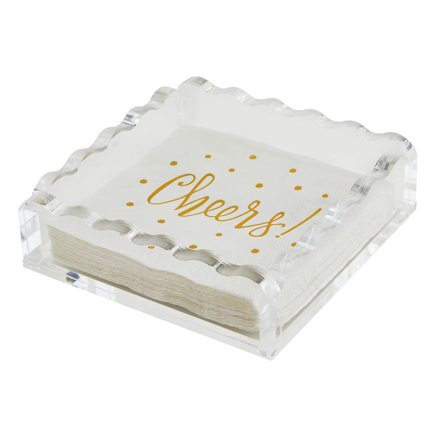 Tizo Designs Acrylic Wave Cocktail Napkin Tray 6" (Clear)